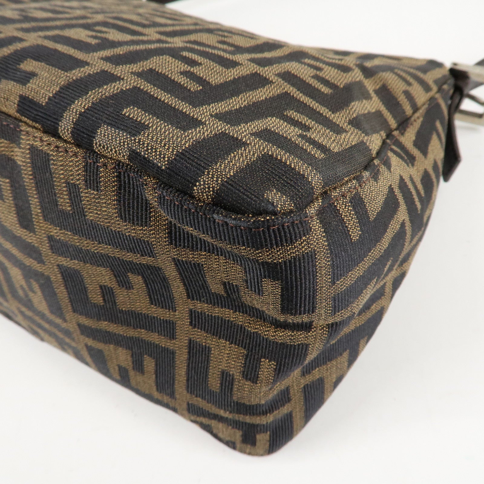 FENDI Mamma Baguette Zucca Canvas Leather Shoulder Bag 26325 Used