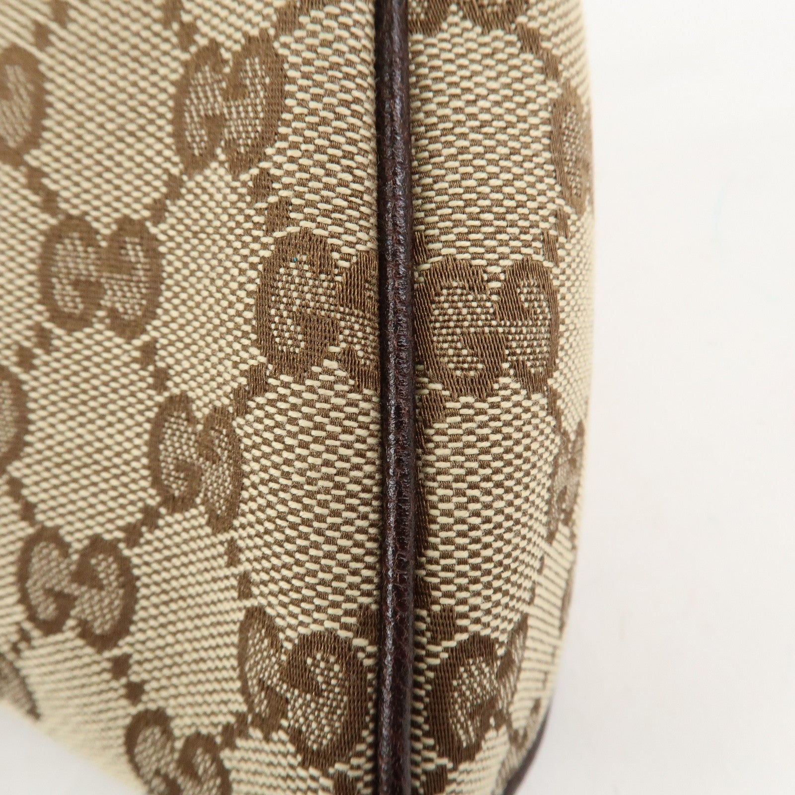 GUCCI Abbey GG Canvas Leather Shoulder Bag Beige Dark Brown 145750 Used