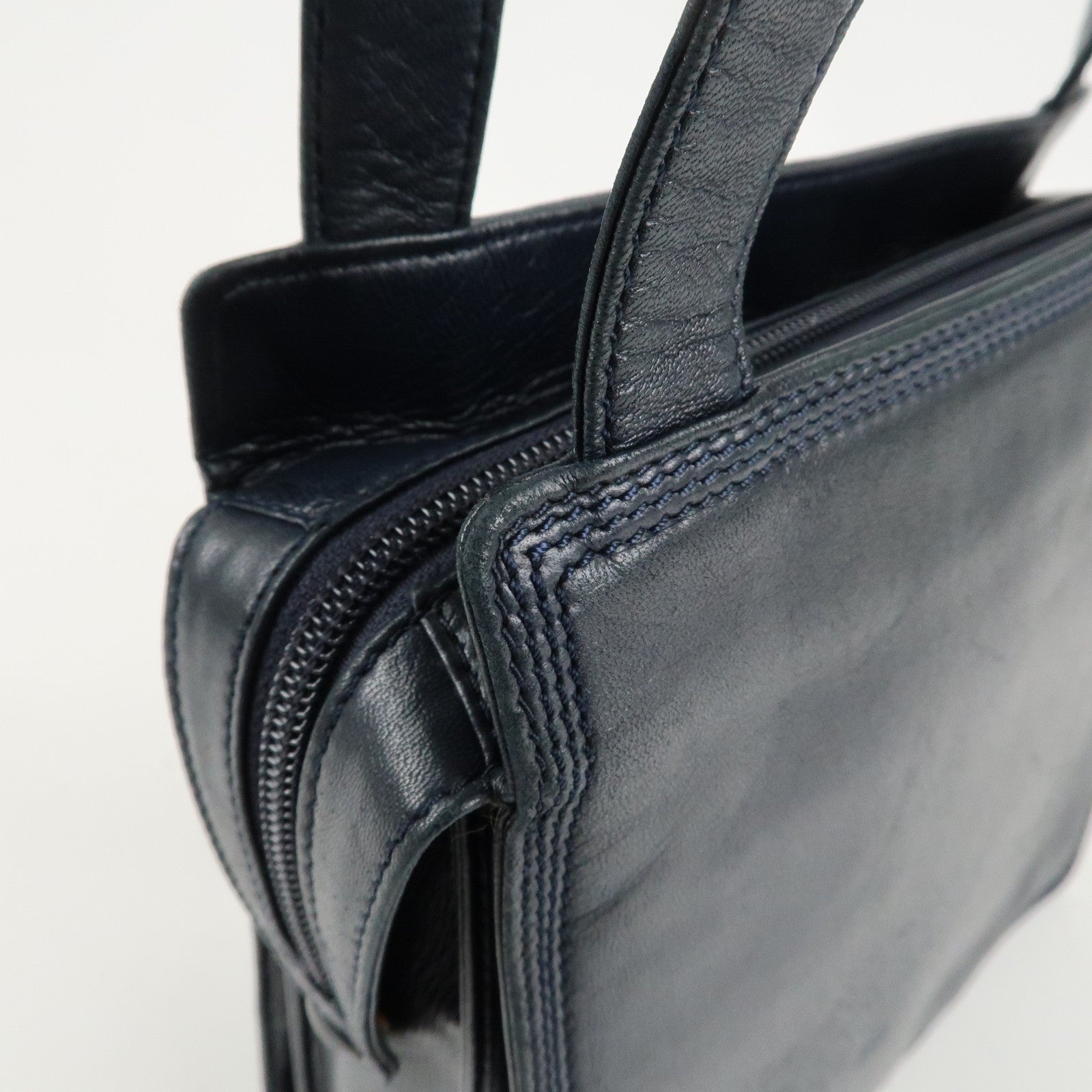 LOEWE Anagram Leather Shoulder Bag Navy Used