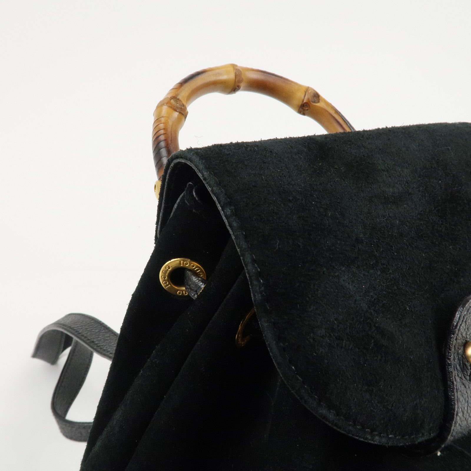 GUCCI Bamboo Leather Suede Mini Back Pack Black 003.1705.0030 Used