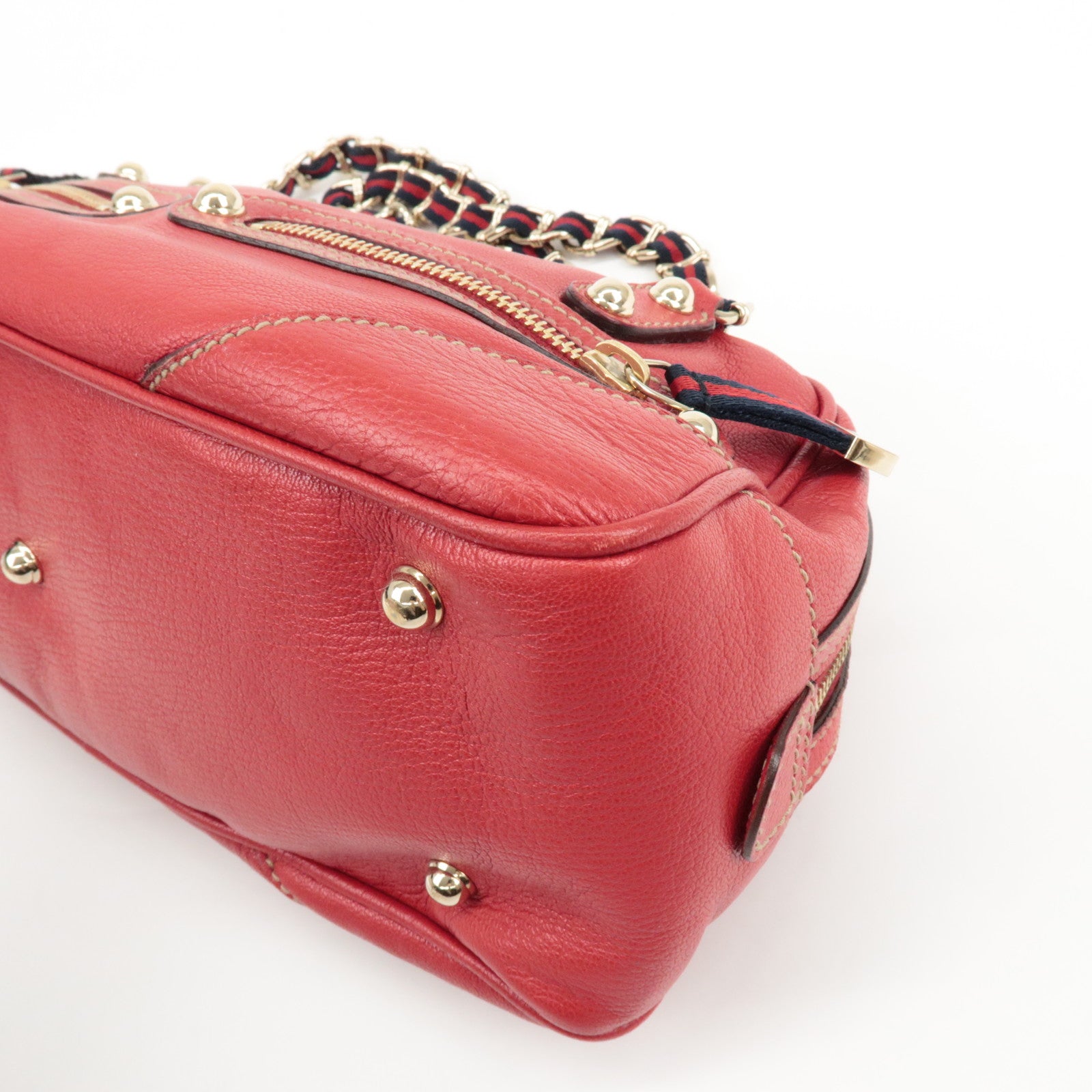 GUCCI Sherry Leather Chain Shoulder Bag Red 152462 Used