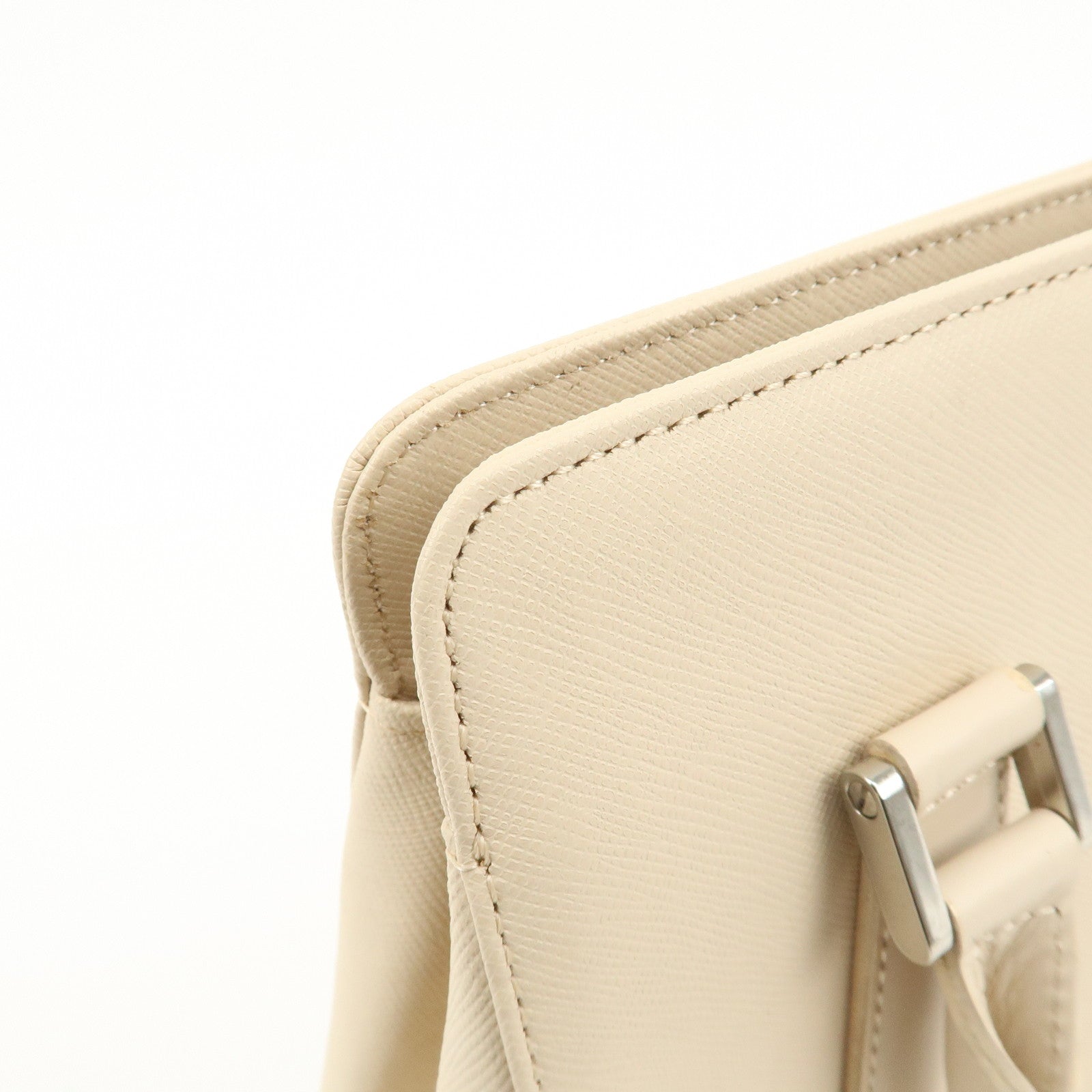 BURBERRY Leather Hand Bag Beige Used