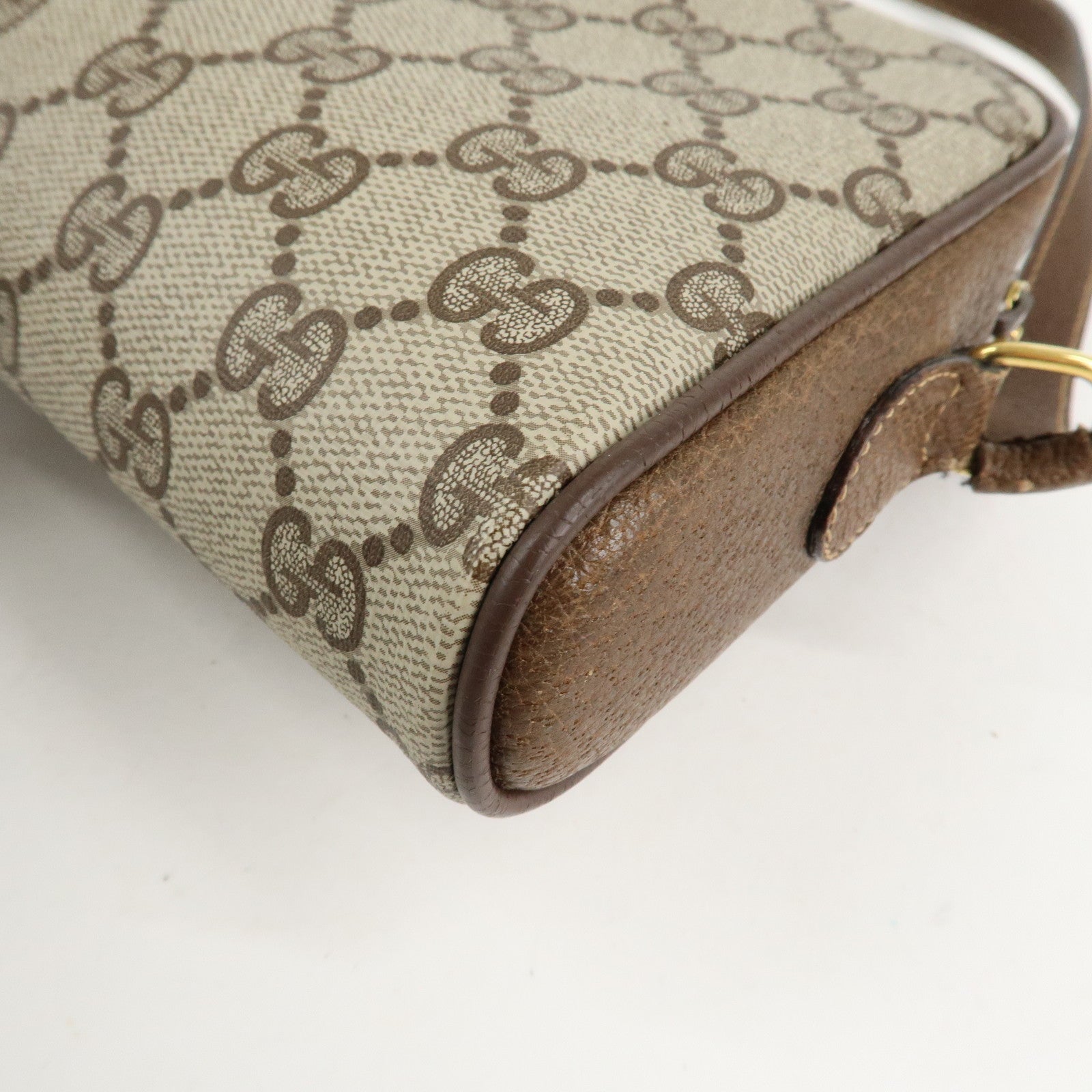 GUCCI Old GUCCI Sherry GG Plus Leather Shoulder Bag Beige Brown Used
