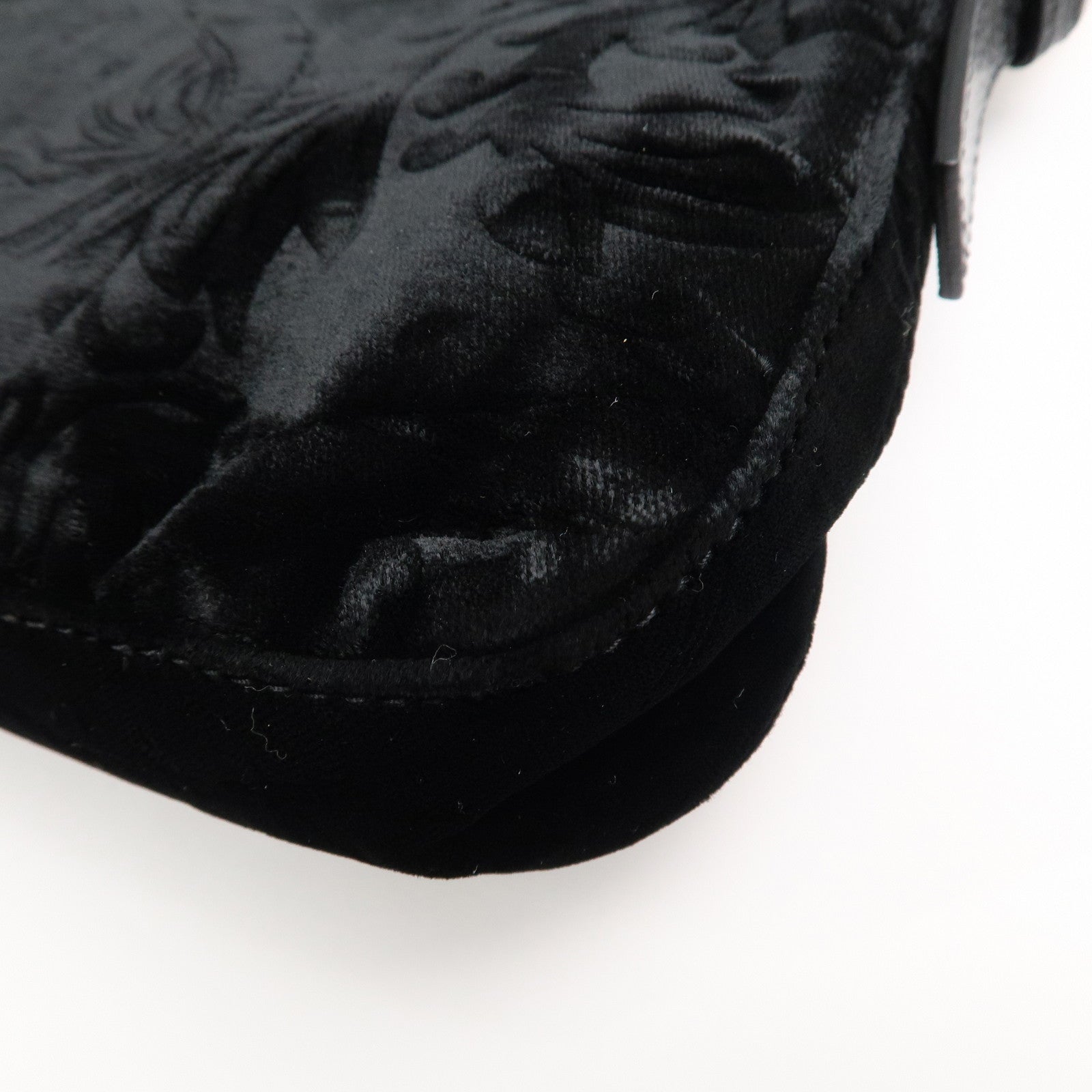 FENDI Mamma Baguette Polyester Leather Shoulder Bag Black 8BR000 Used