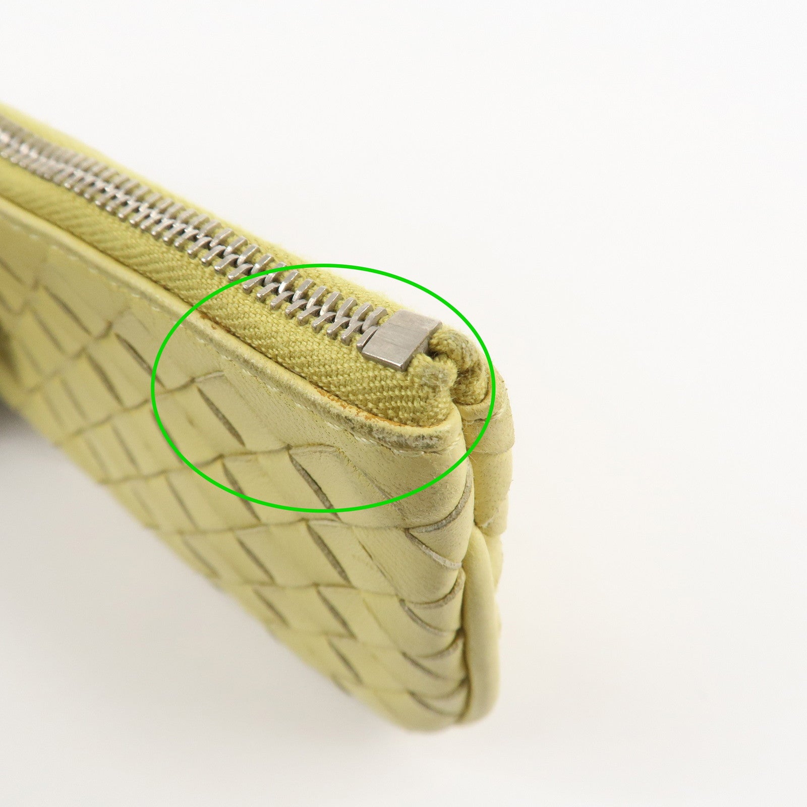BOTTEGA VENETA Intrecciato Leather Coin Case Yellow 131232 Used