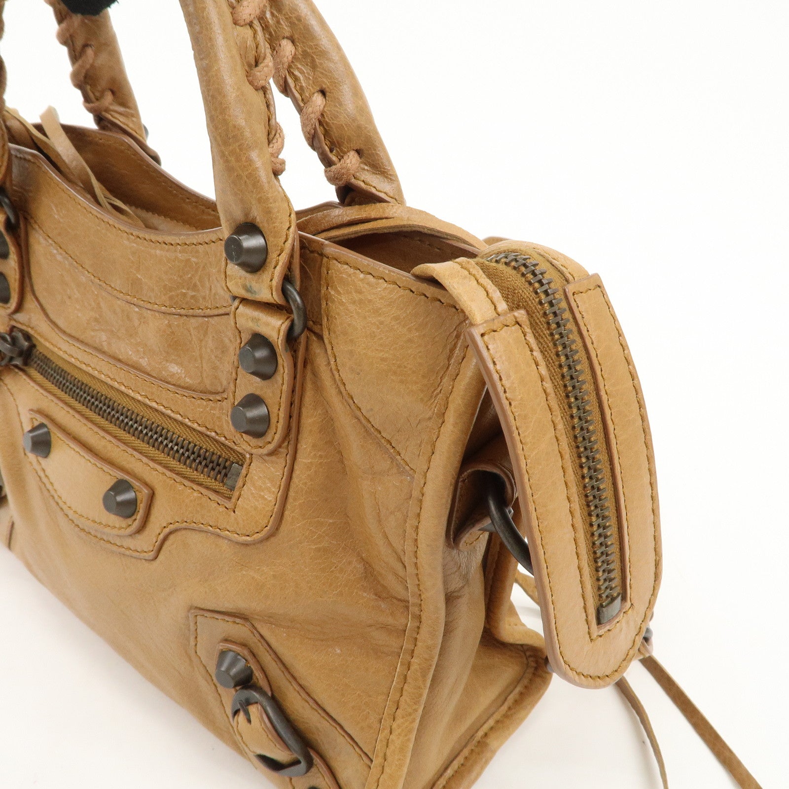 BALENCIAGA Mini City Leather Classic 2Way Bag Brown 300295 Used