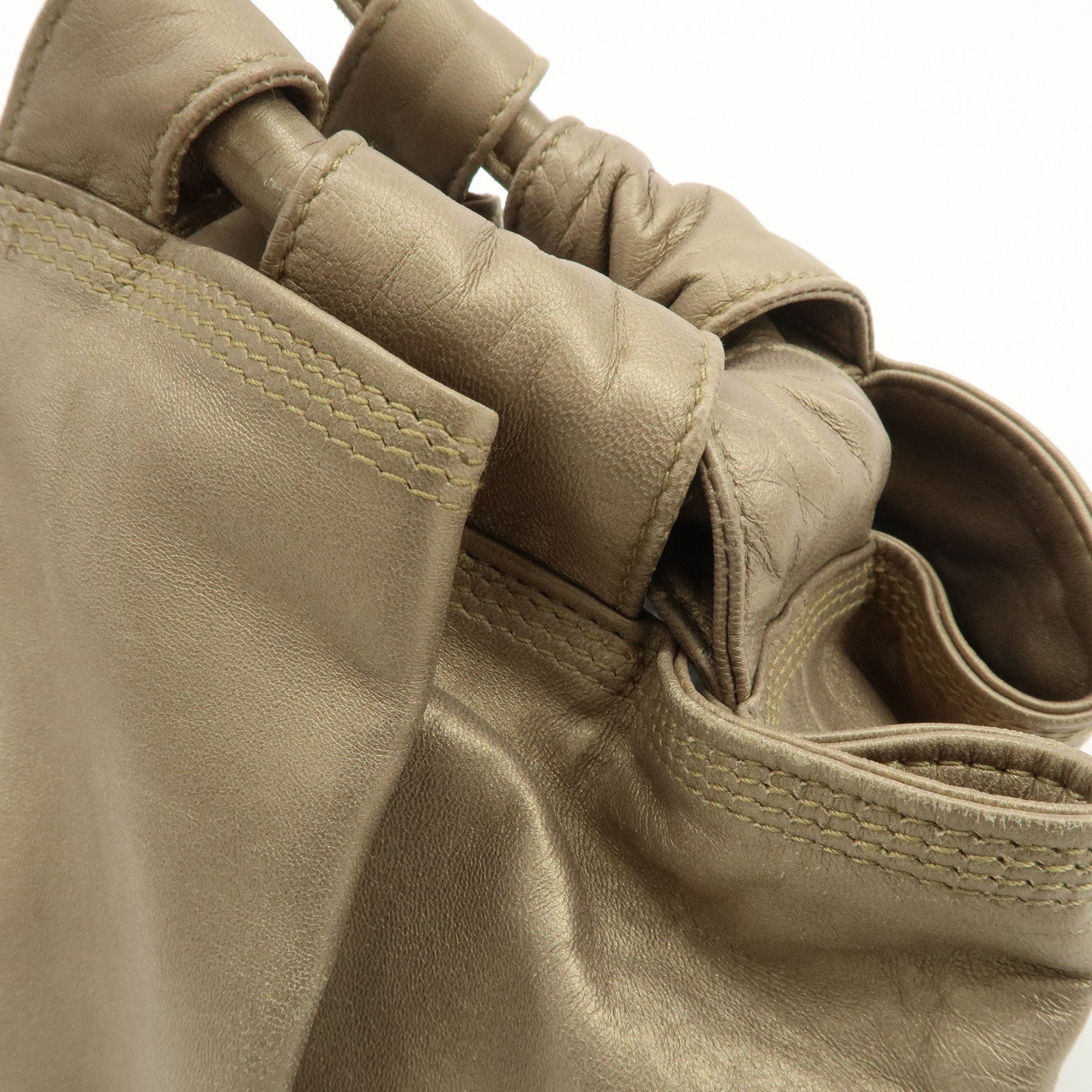 LOEWE Anagram Leather Nappa Aire Hand Bag Gold Used