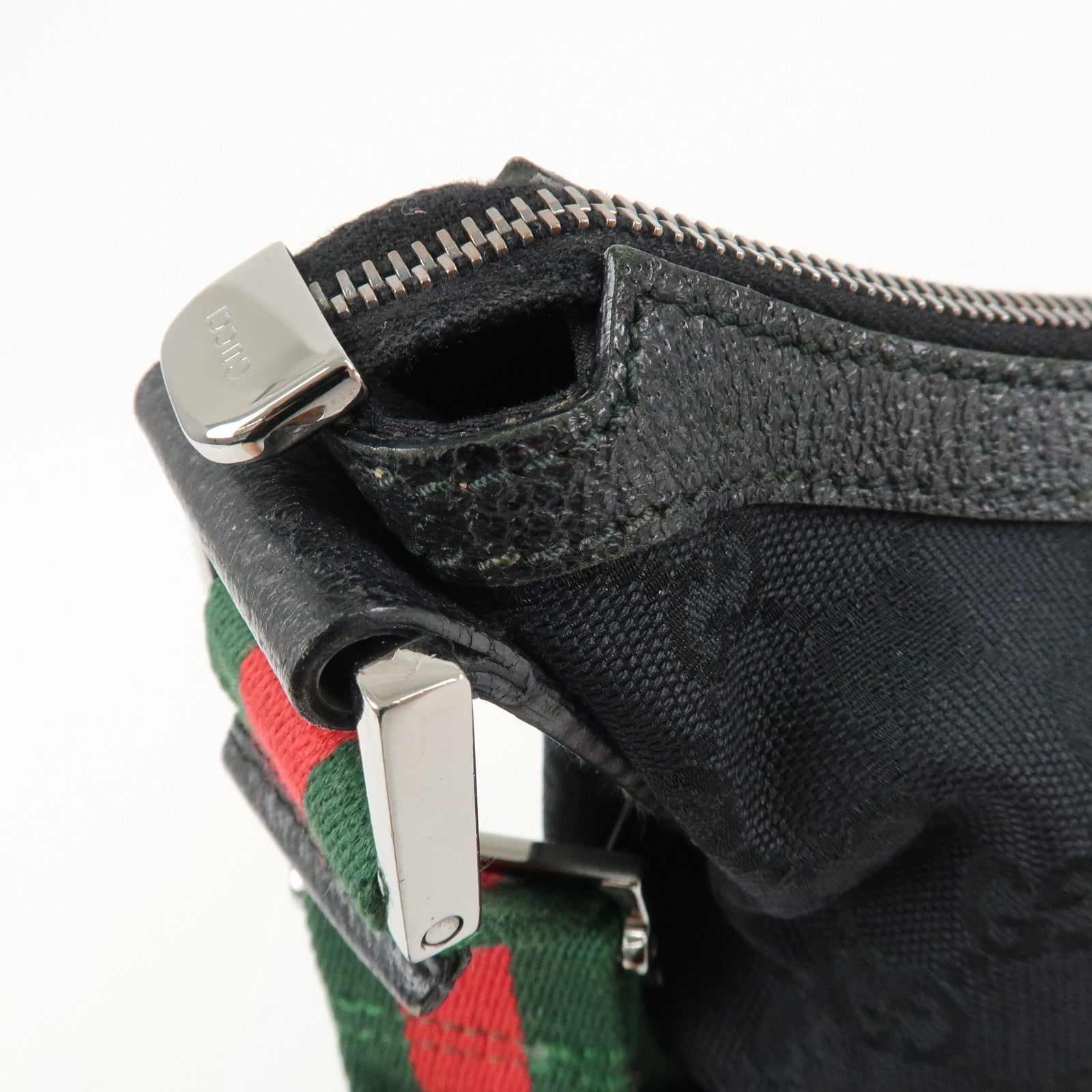 GUCCI Sherry GG Canvas Leather Shoulder Bag Black 181092 Used