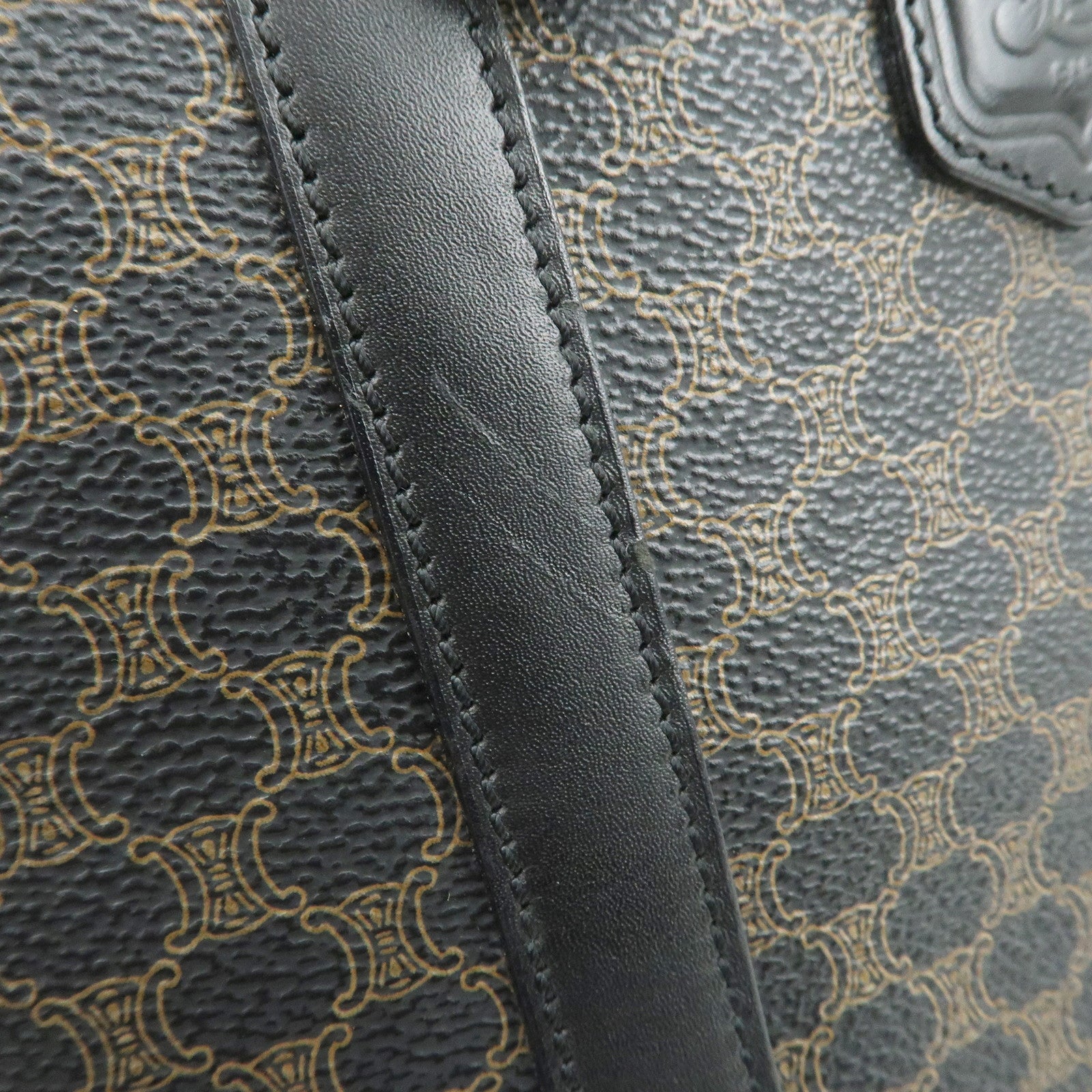 CELINE Macadam PVC Leather Tote Bag Shoulder Bag Brown Black Used