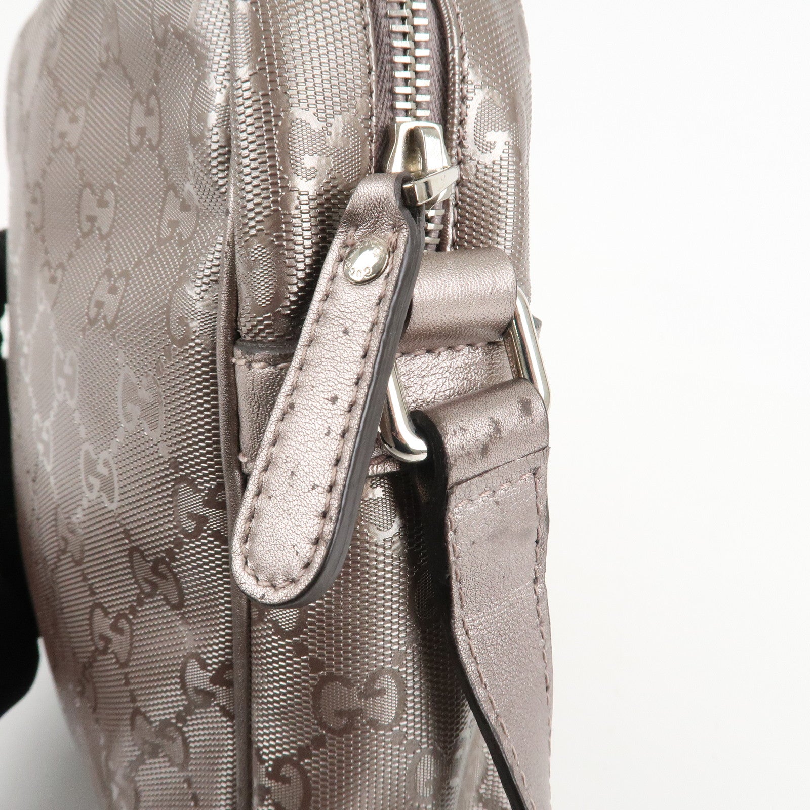 GUCCI GG Imprime PVC Leather Shoulder Bag Metallic Rose gold 233268 Used