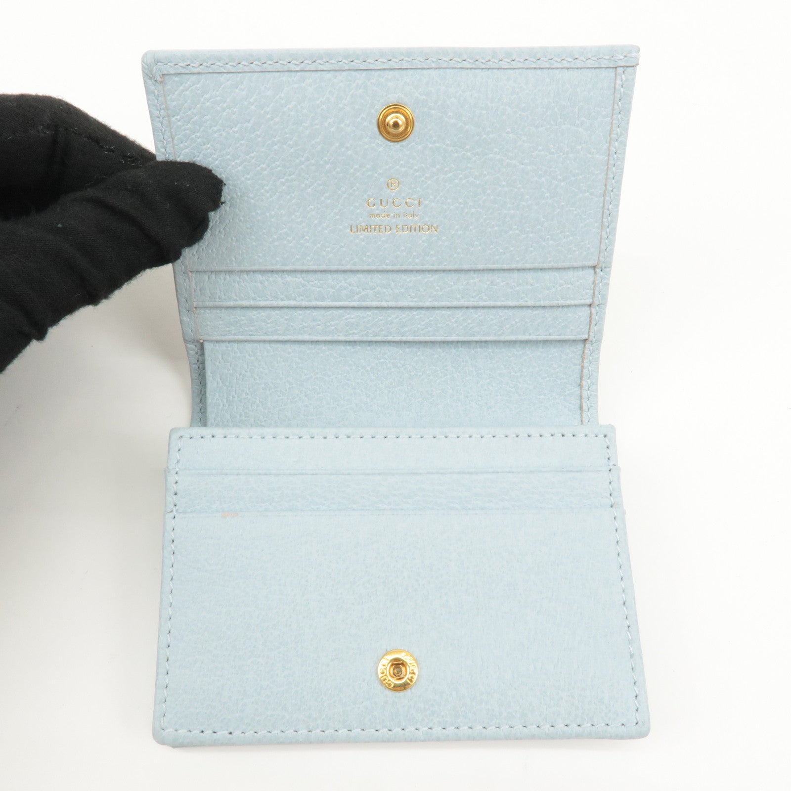 GUCCI GG Marmont Flora Canvas Leather Bi-fold Compact Wallet Used