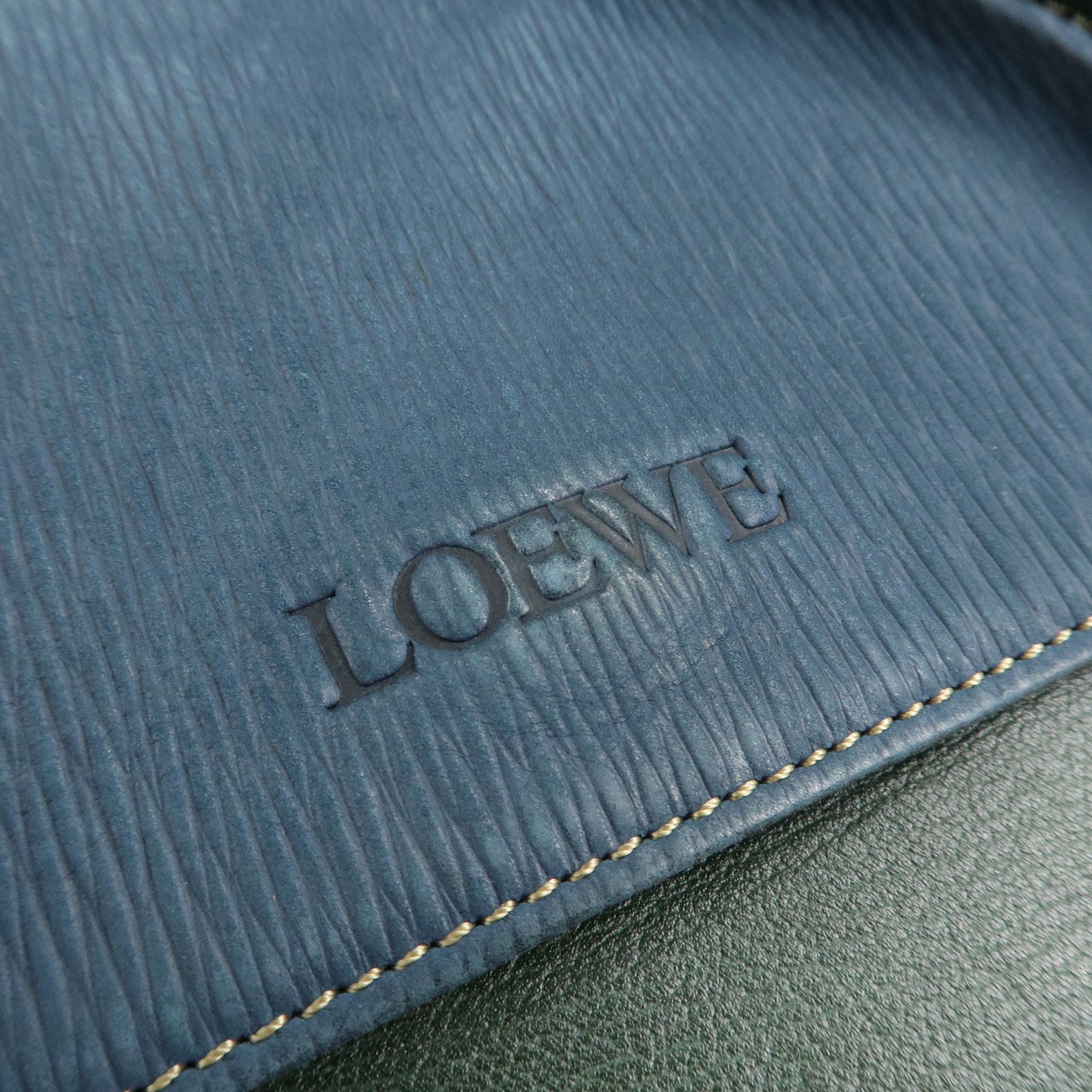 LOEWE Velazquez Suede Leather Shoulder Bag Green Blue Used