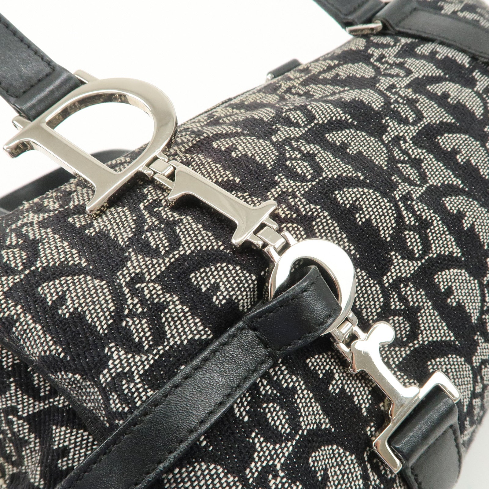 Christian Dior Trotter Canvas Leather Mini Boston Bag Navy Used