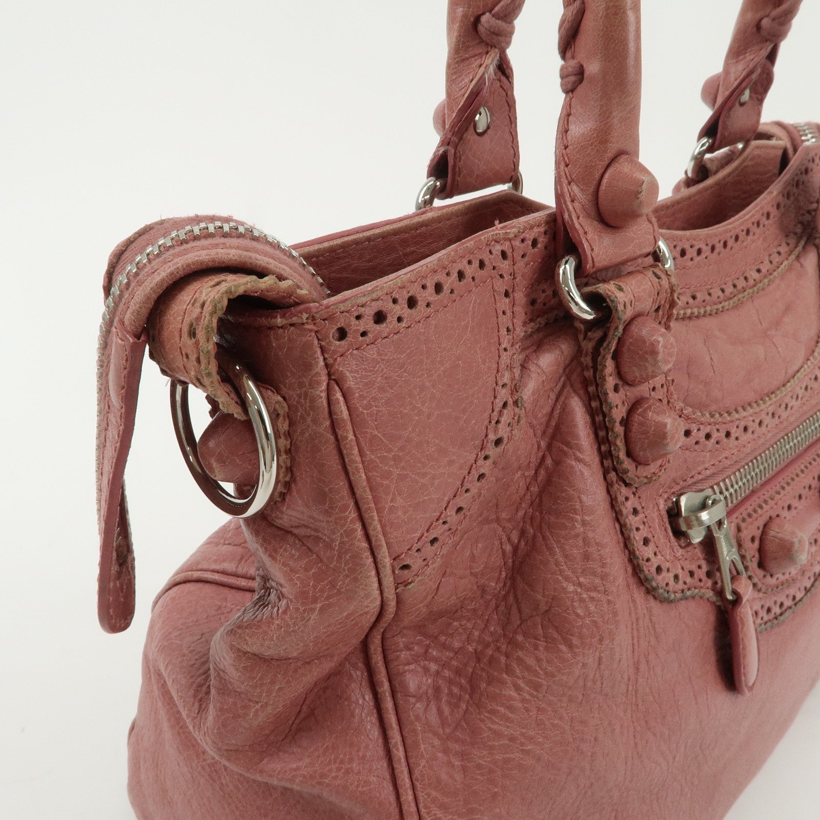 BALENCIAGA Leather Giant Velo 2Way Bag Hand Bag Pink 258045 Used