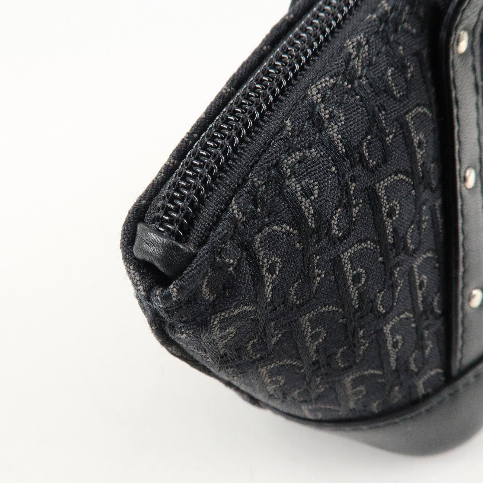 Christian Dior Trotter Canvas Leather Shoulder Bag Hand Bag Black Used