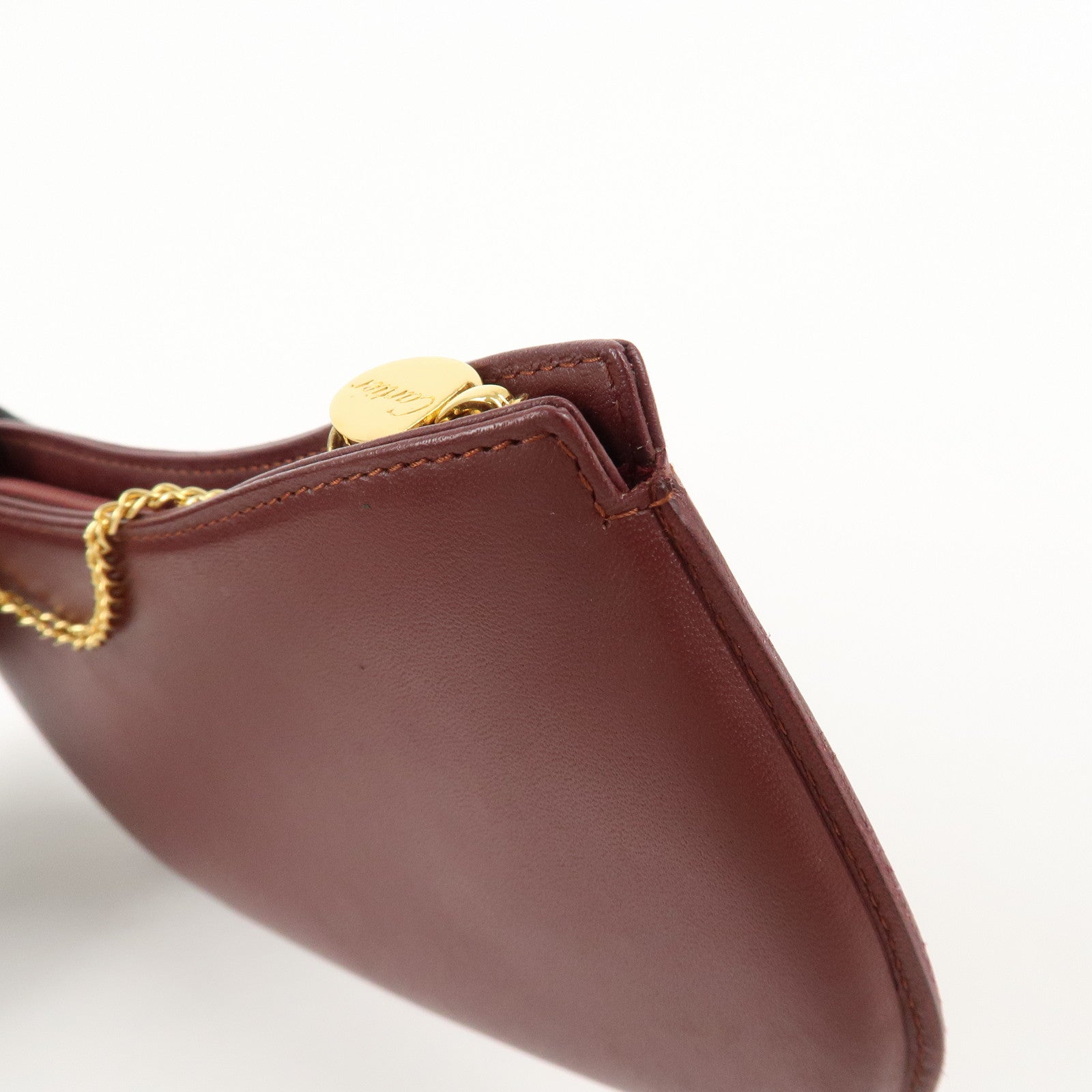 Cartier Must Line Must Do Leather Chain Strap Pouch Bordeaux Used