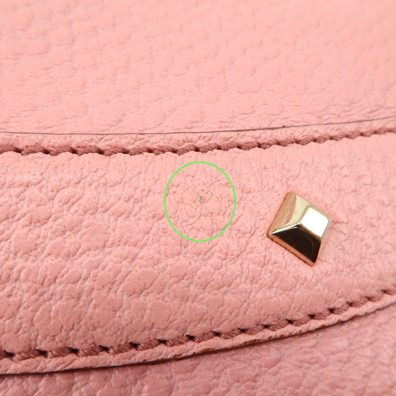 GUCCI Bamboo Leather Shoulder Bag Hand Bag Studs Pink 137378 Used