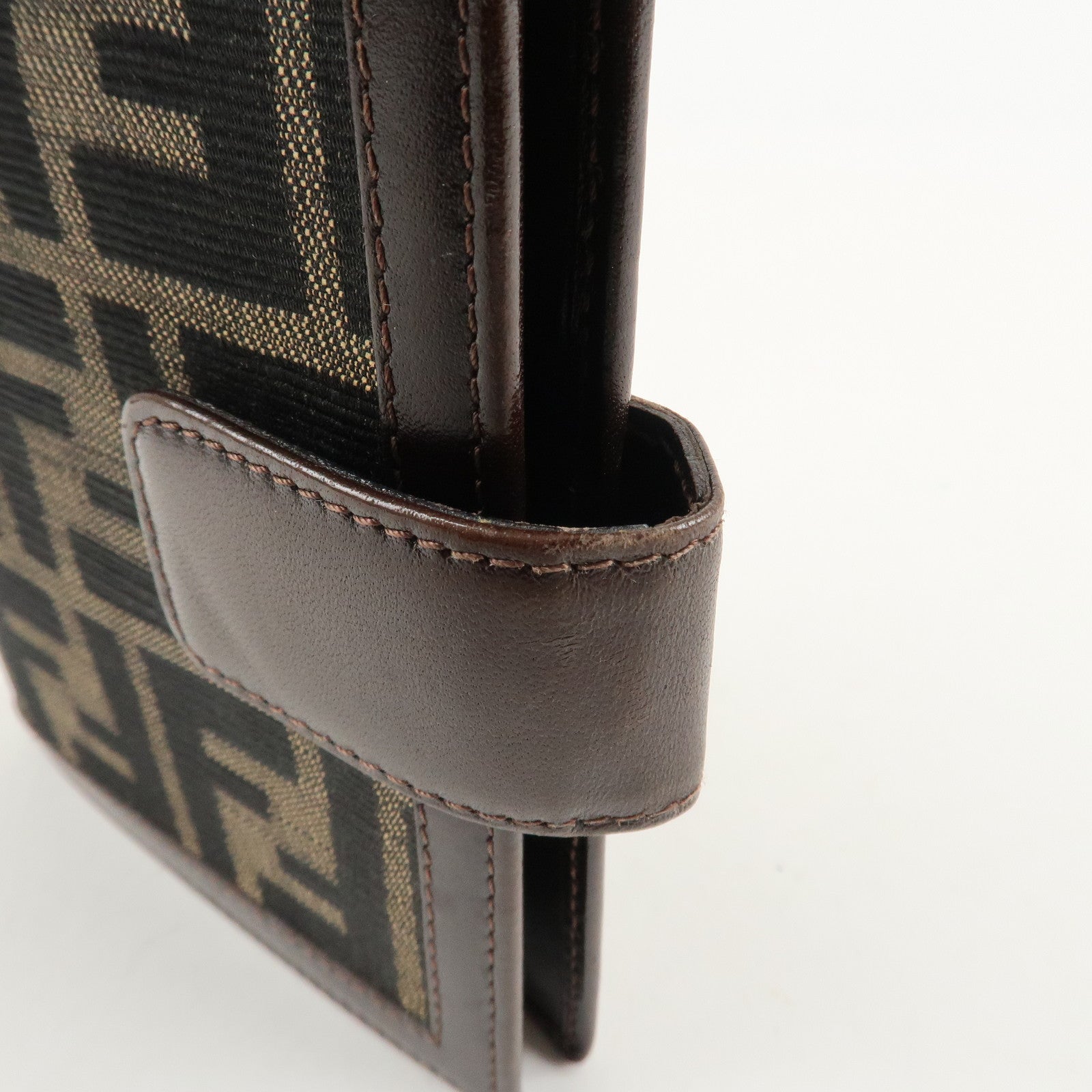 FENDI Zucca Canvas Leather Agenda Planner Cover Brown Used