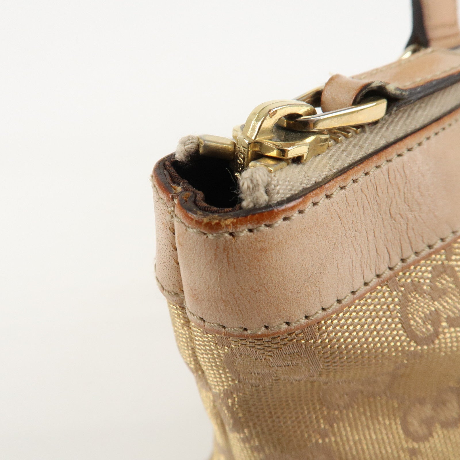 GUCCI Abbey Line GG Canvas Leather Tote Bag Pink White 141470 Used