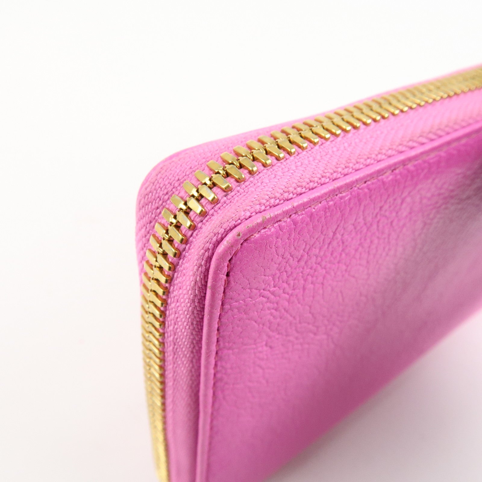BALENCIAGA Leather Classic Continental Zip Wallet Pink 390187 Used