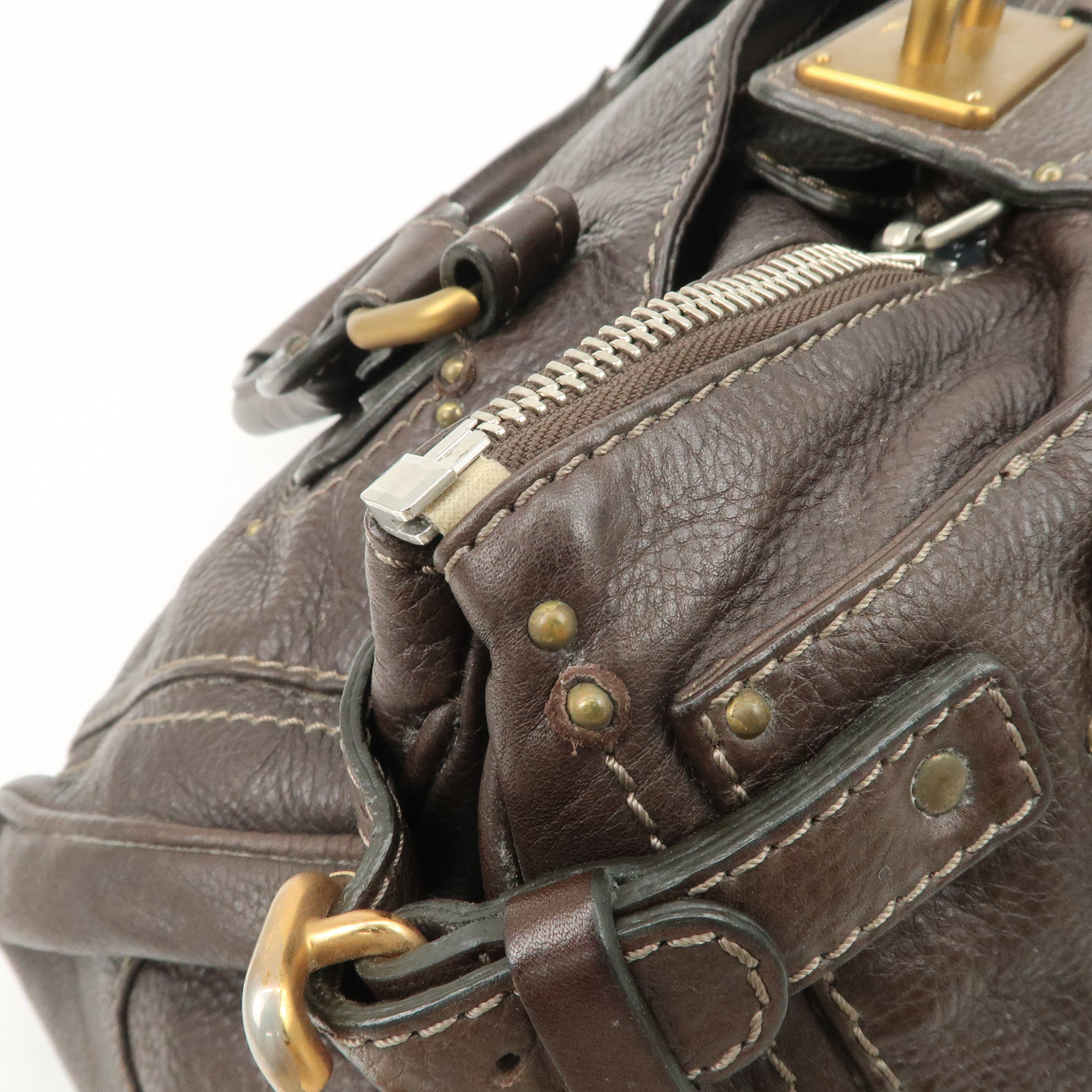 Chloe Paddington Leather Shoulder Bag Hand Bag Dark Brown Used