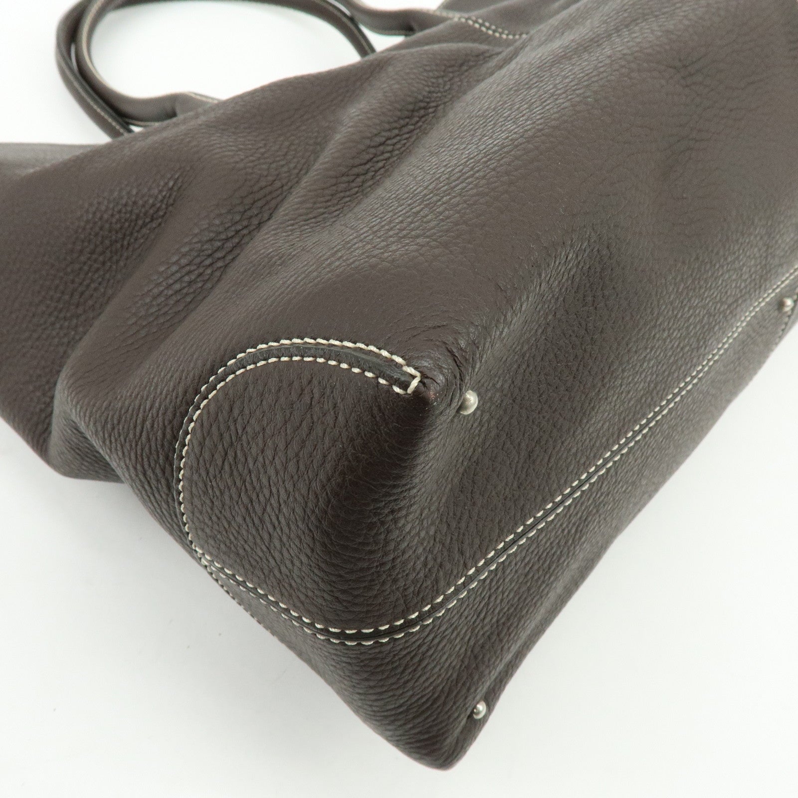 TOD'S Logo Leather Tote Bag Shoulder Bag Brown