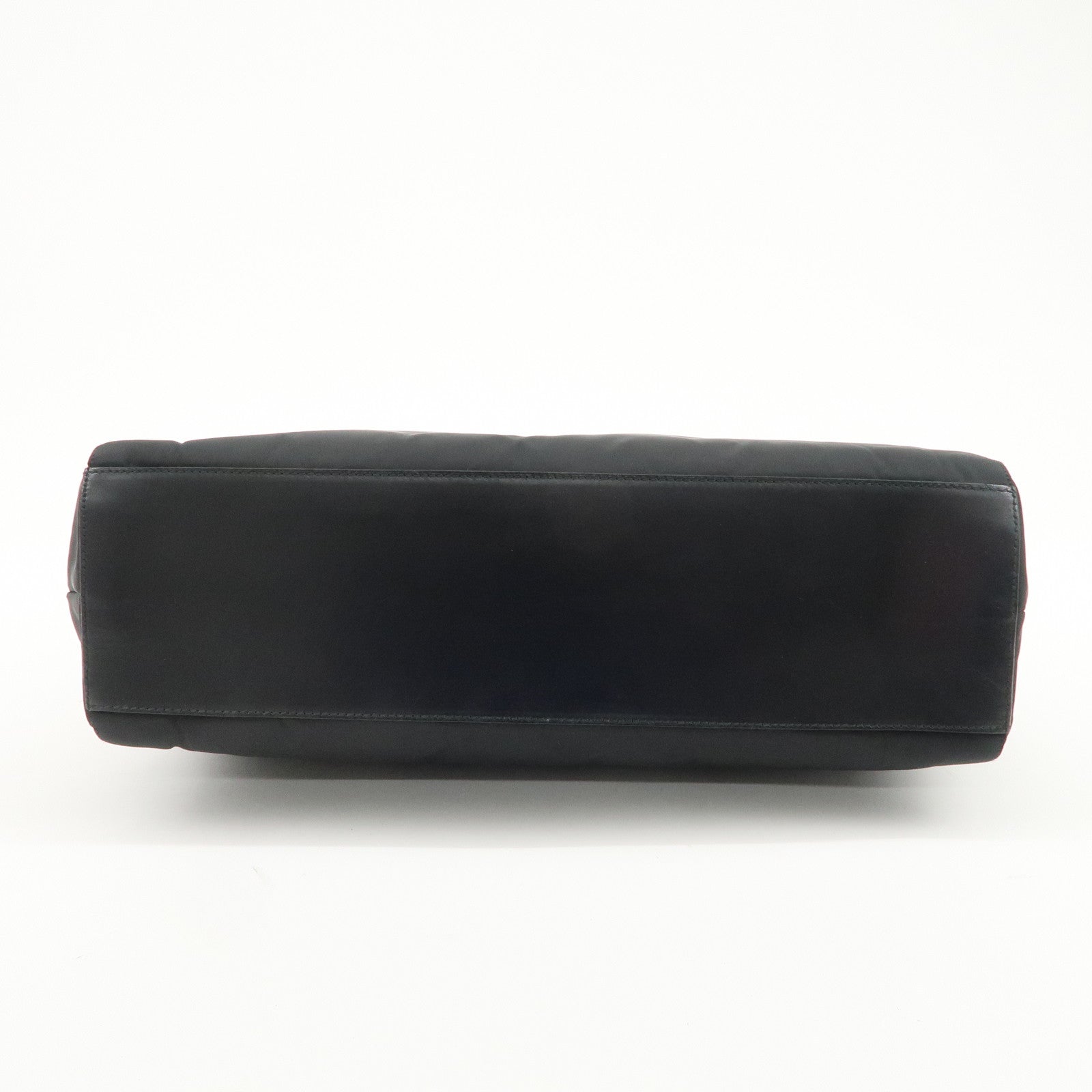 PRADA Triangle Logo Nylon Leather Shoulder Bag Hand Bag Black