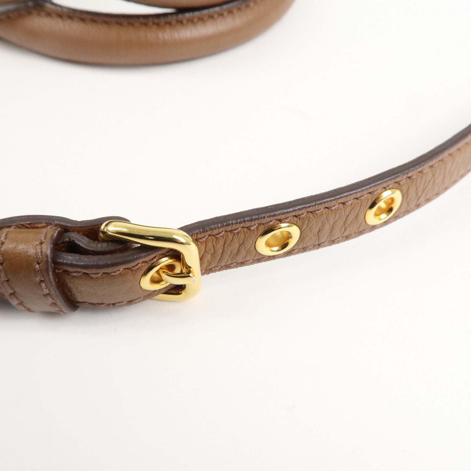 MIU MIU Vitello Phenix Leather Shoulder Bag Hand Bag Brown RN0886 Used