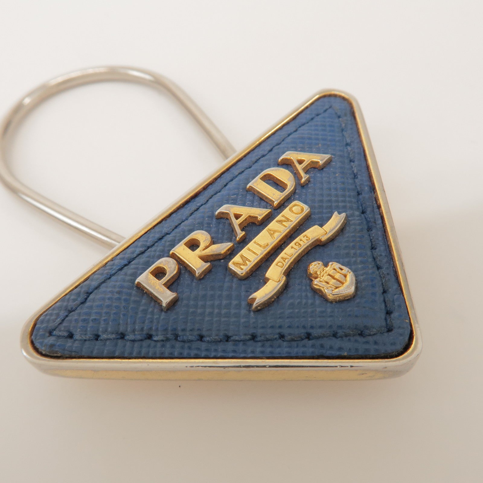 PRADA Triangle Logo Metal Saffiano Leather Set of 2 Key Holders