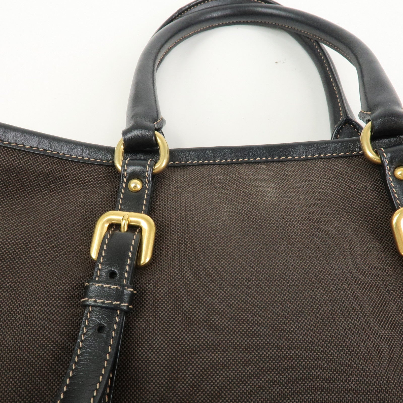 PRADA Jacquard Leather 2Way Bag Tote Bag Hand Bag Brown BN1841