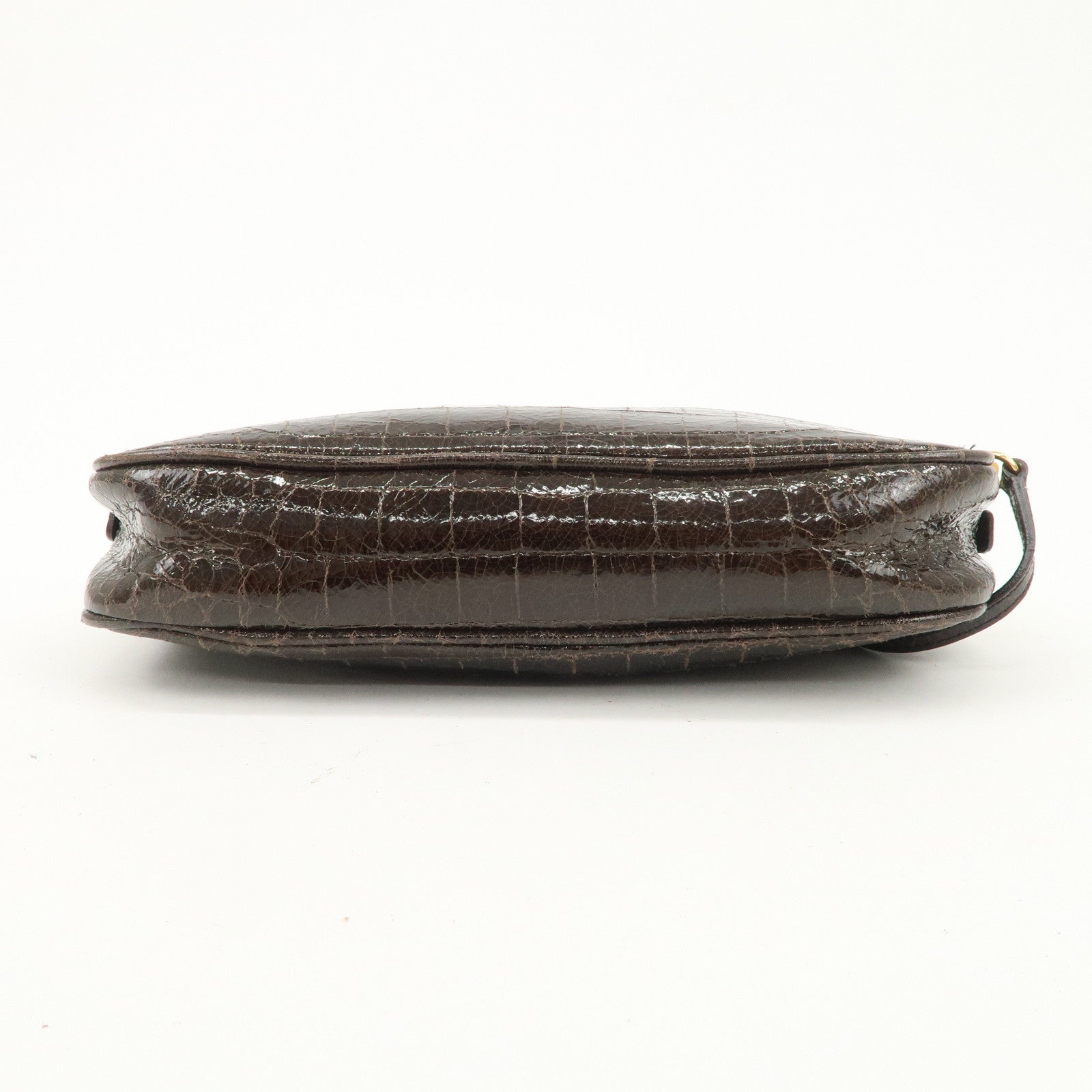 MIU MIU Embossed Leather Shoulder Crossbody Bag Dark Brown 5N1477