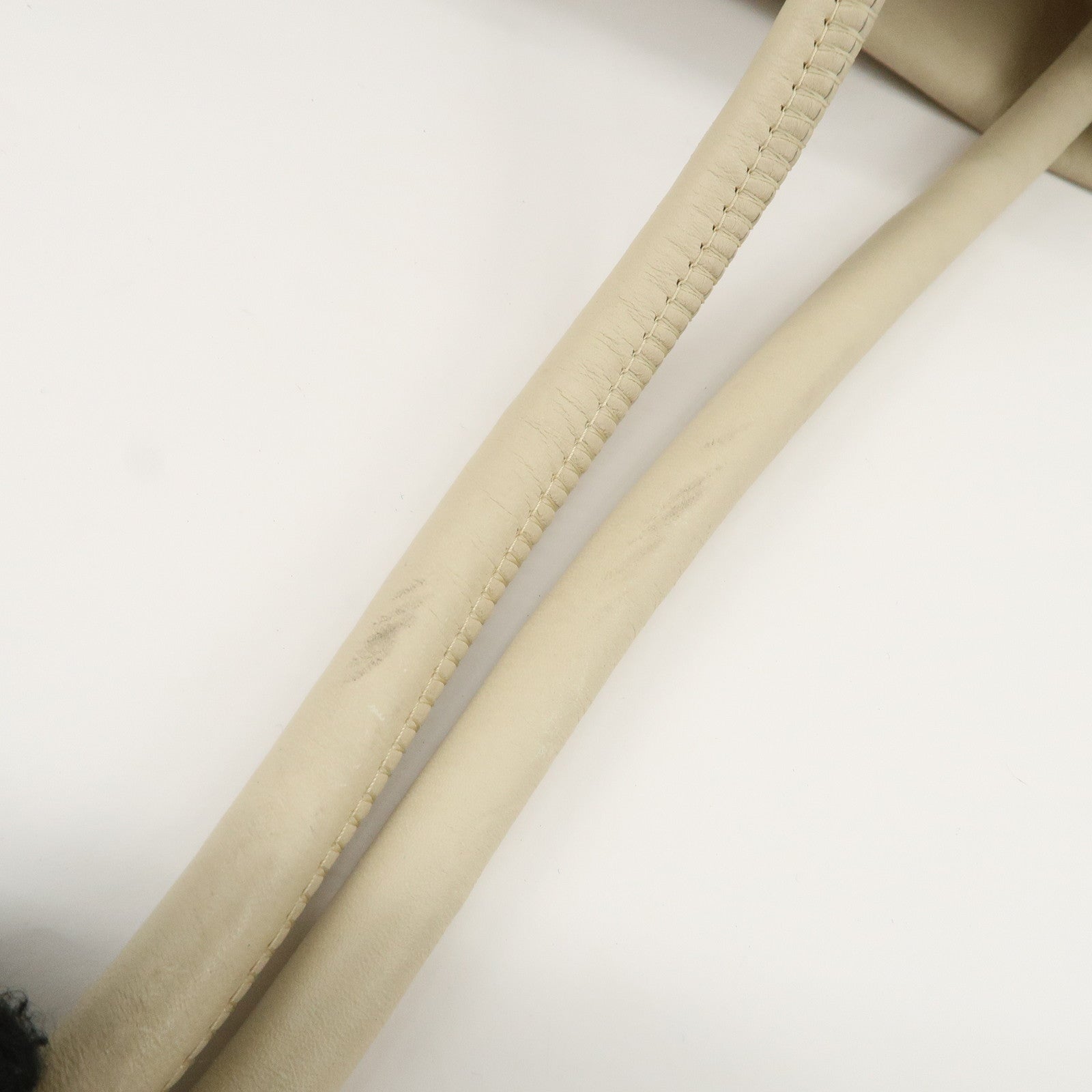 CHANEL Cameria Leather Tote Bag Shoulder Bag Beige White A20856 Used