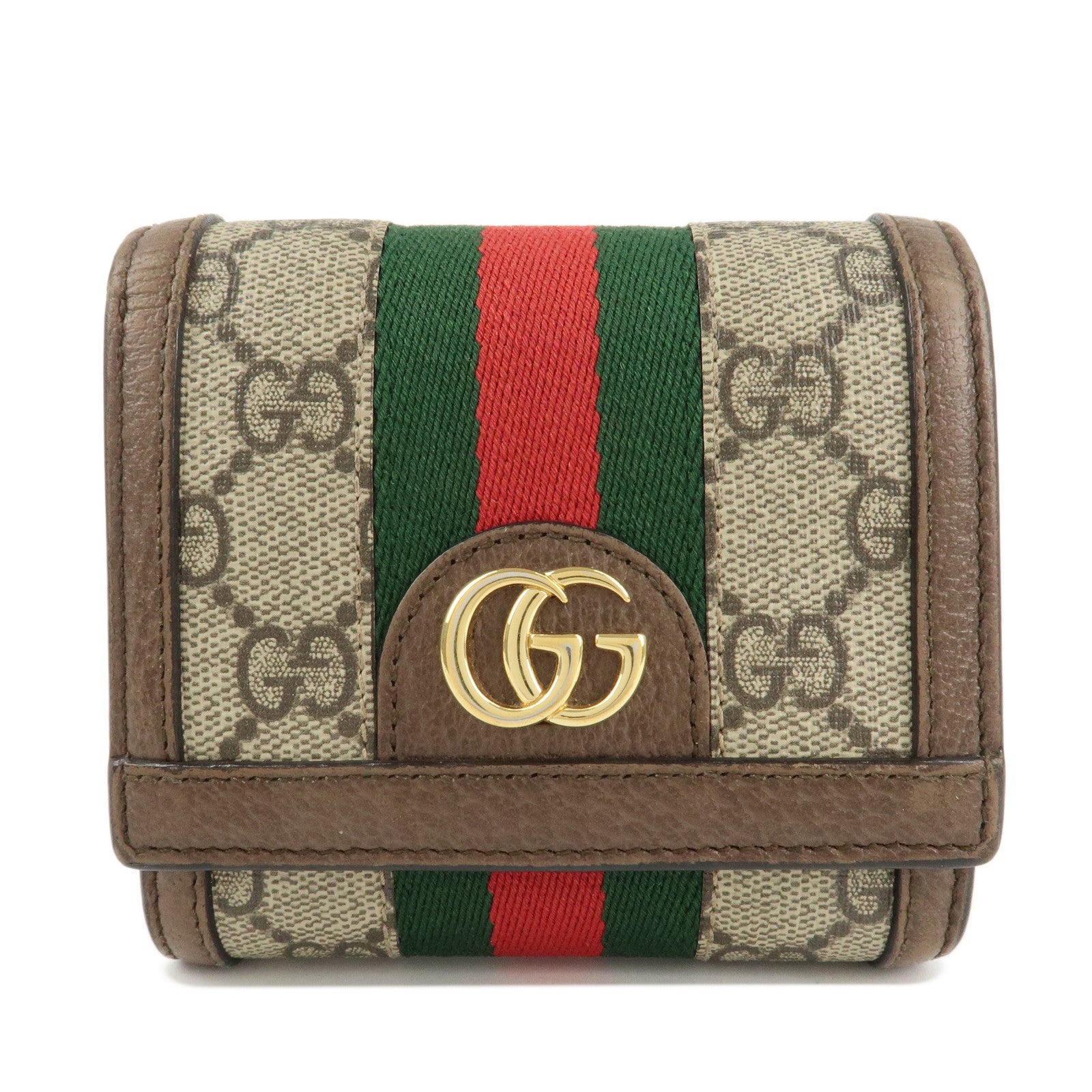 GUCCI Ophidia Sherry GG Supreme Leather Bifold Wallet 598662 Used