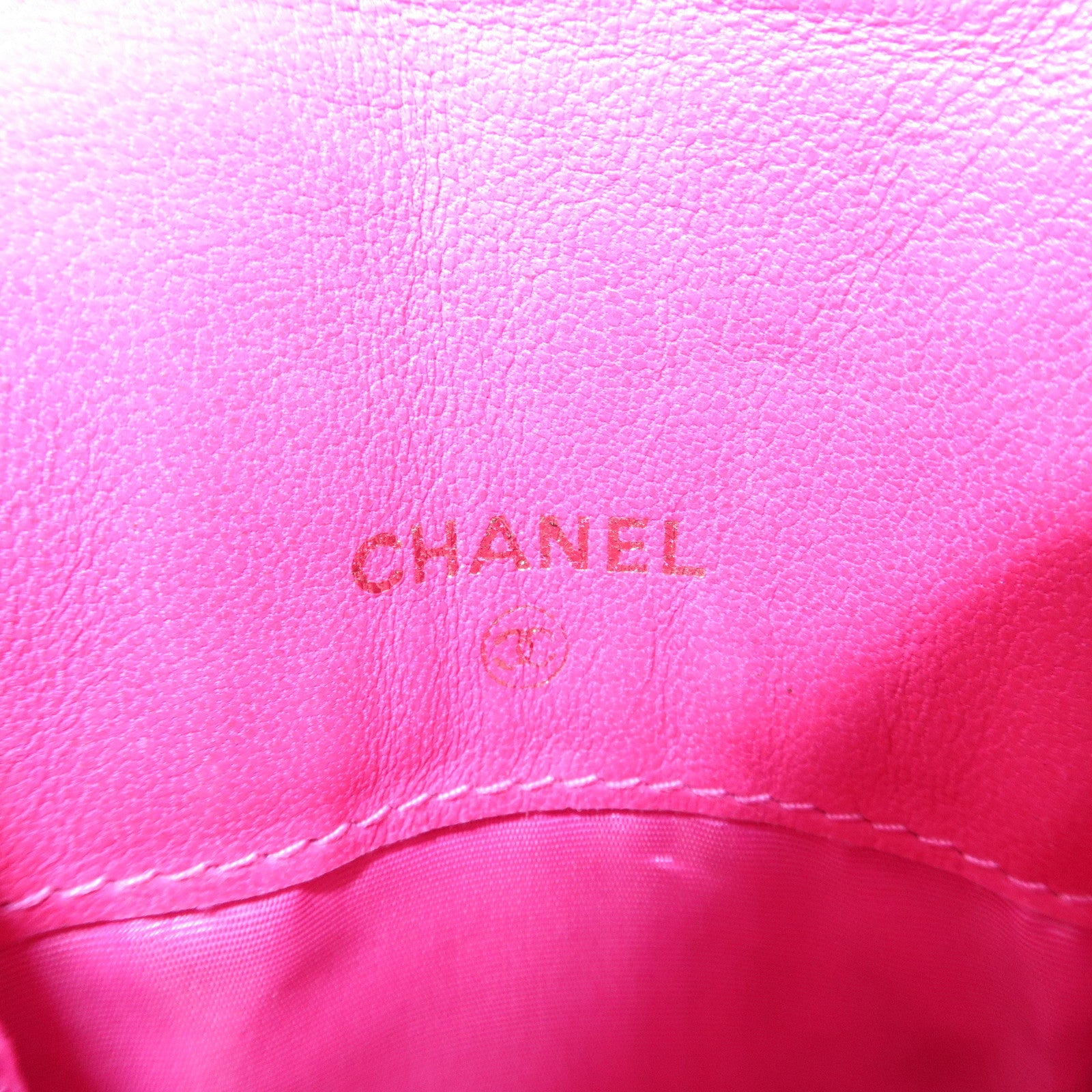 CHANEL COCO Mark Caviarskin Leather Chain Cell Phone Case Pink
