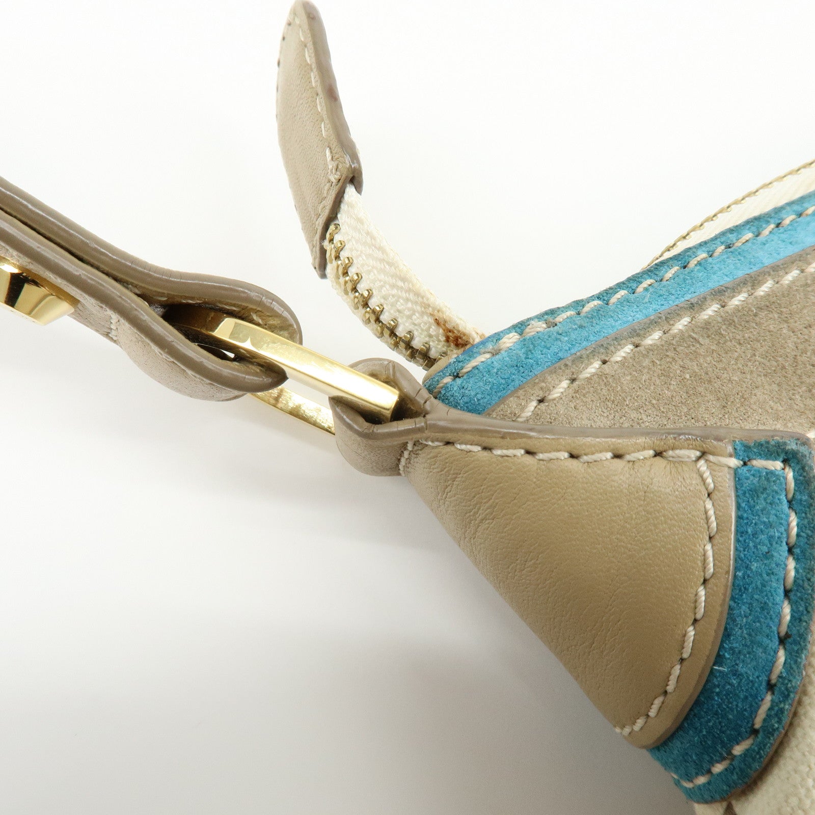 LOEWE Anagram Canvas Suede Leather Shoulder Bag 160th Beige Blue