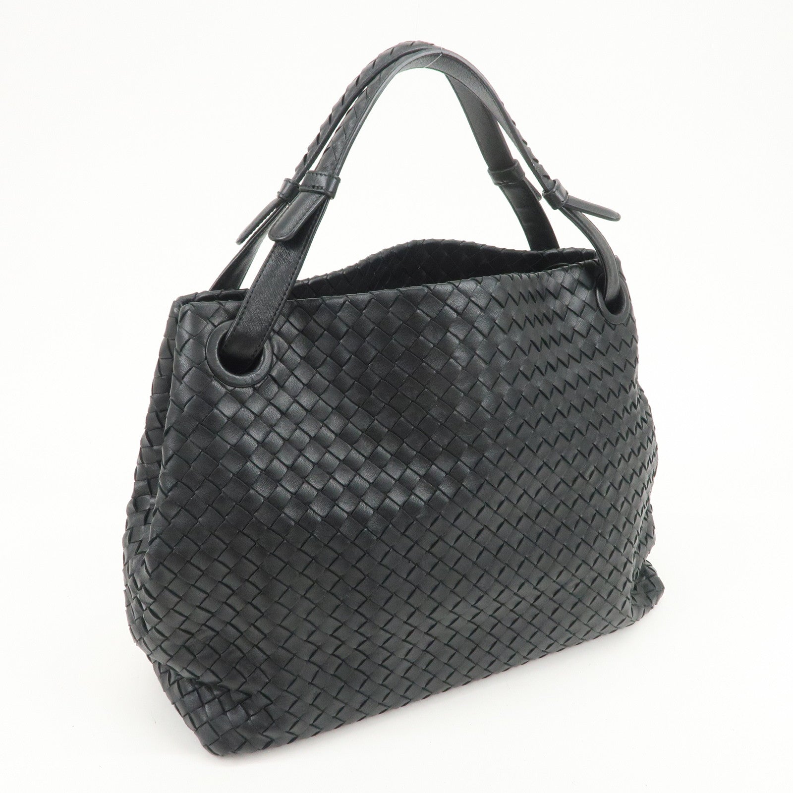BOTTEGA VENETA Intrecciato Leather Tote Bag Hand Bag Black