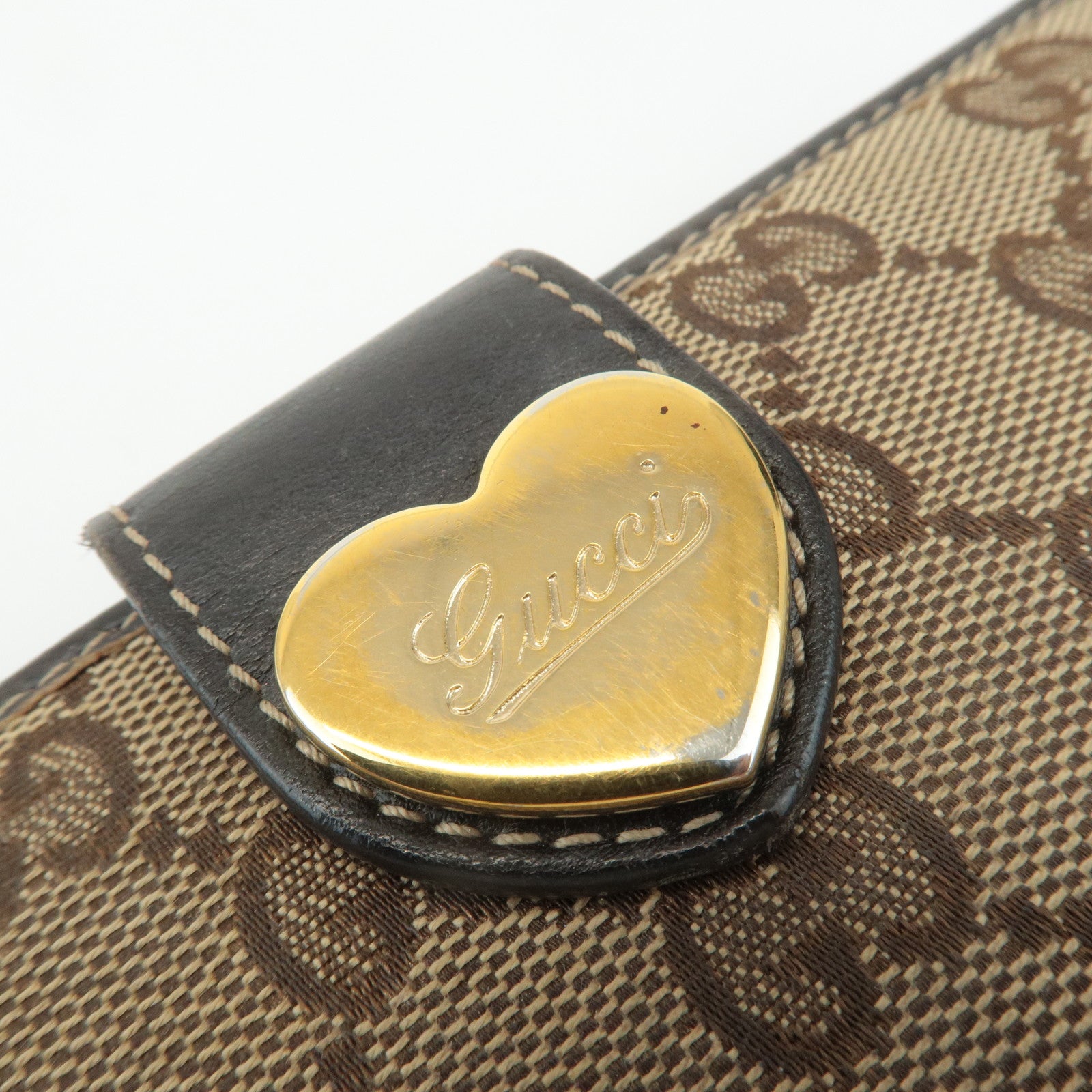 GUCCI Set of 2 GG Canvas Leather Wallet Beige Brown 203550/112715 Used