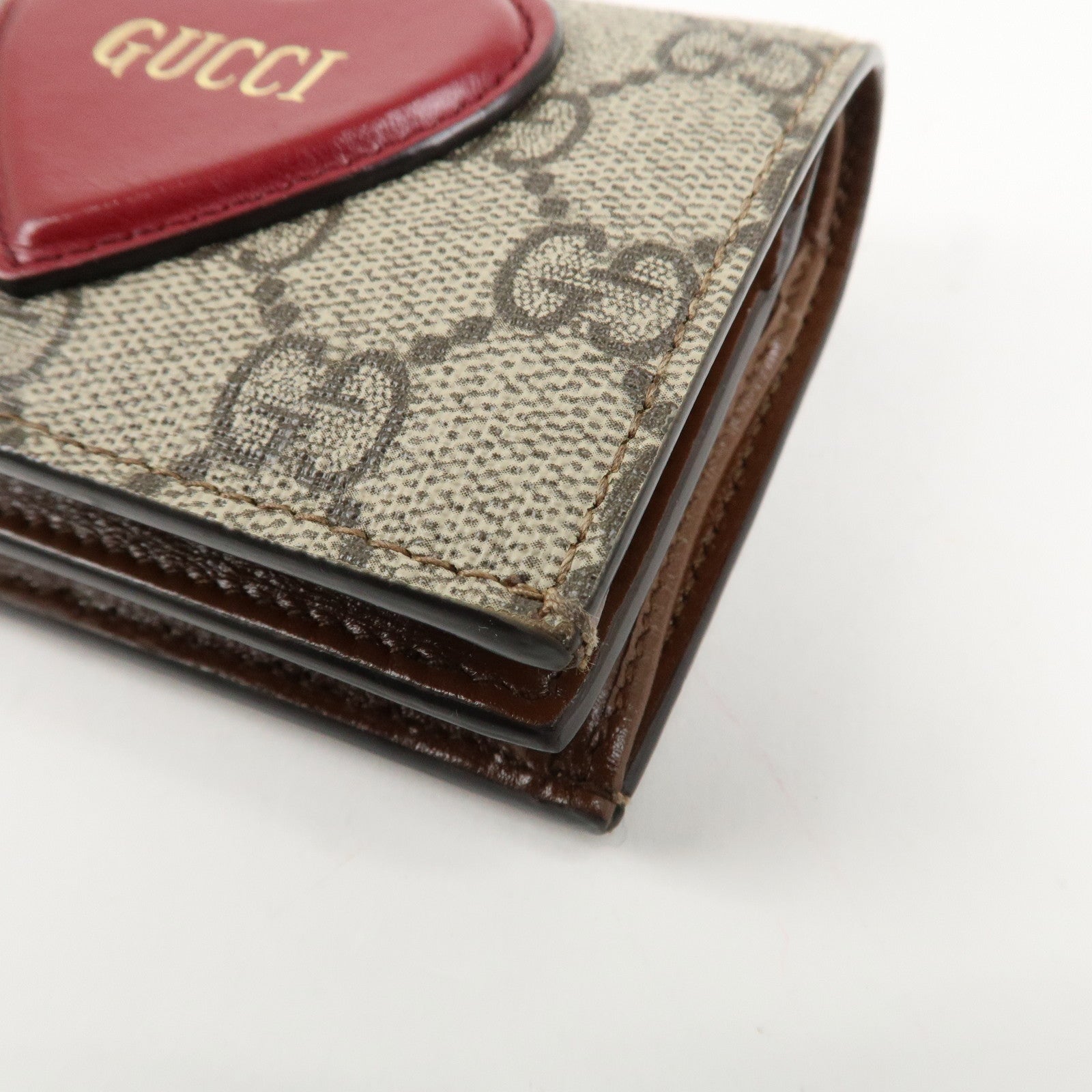 GUCCI GG Supreme Leather Heart Bi-fold Compact Wallet 648848 Used
