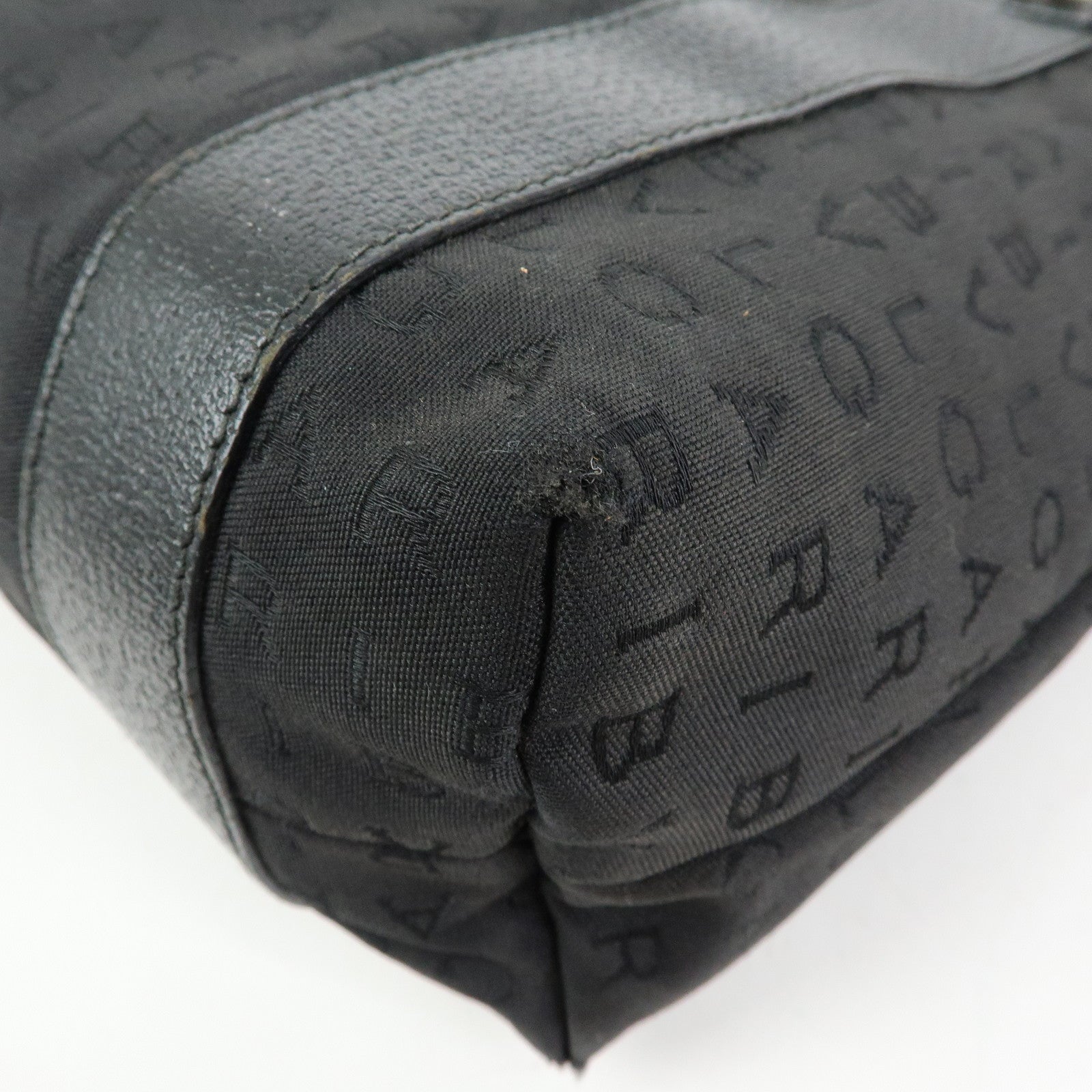 BVLGARI Logo Mania Canvas Leather Tote Bag Hand Bag Black