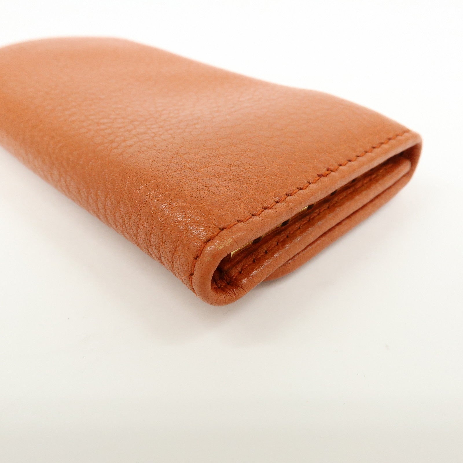 PRADA Leather Key Case Key Chain Key Holder Orange