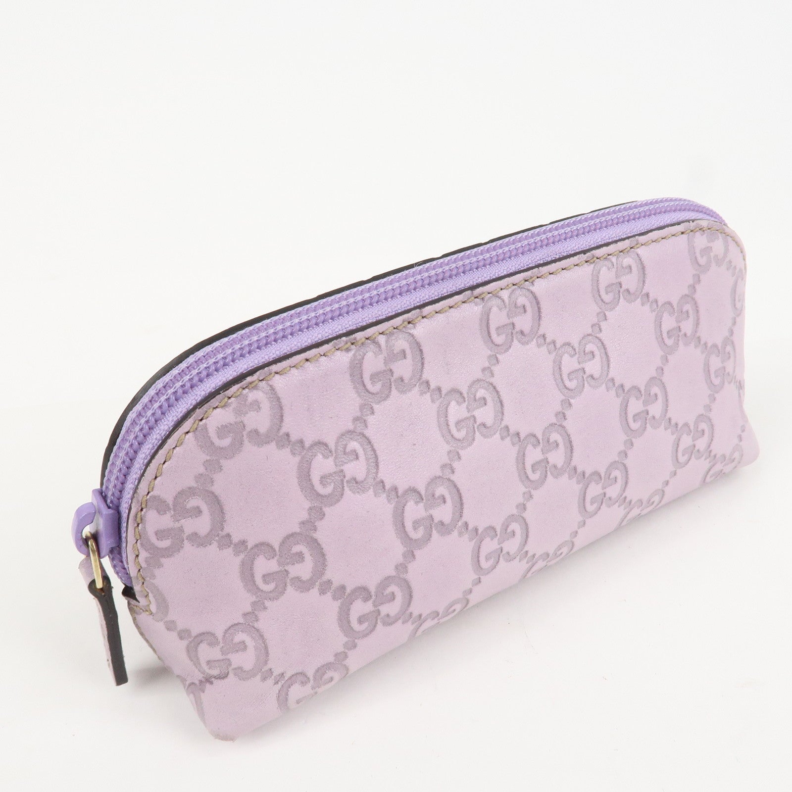 GUCCI Guccissima Leather Cosmetic Pouch Purple 272367 Used