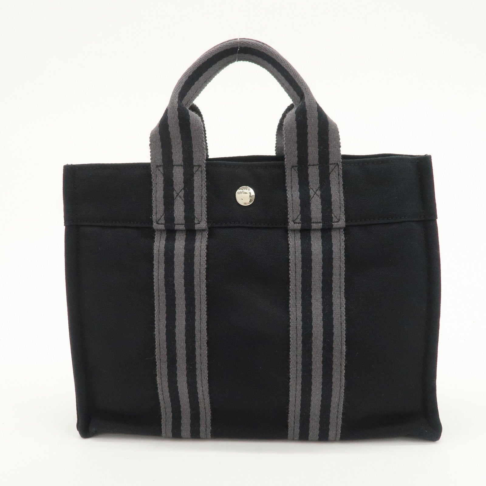 HERMES Fourre Tout PM Cotton Tote Bag Hand Bag Black