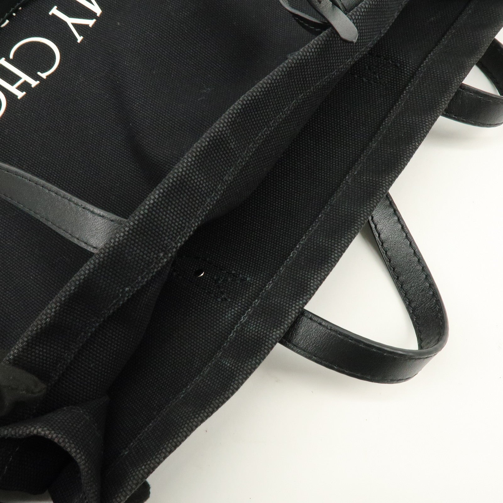 JIMMY CHOO Logo Canvas Leather Shoulder Bag Tote Bag Black