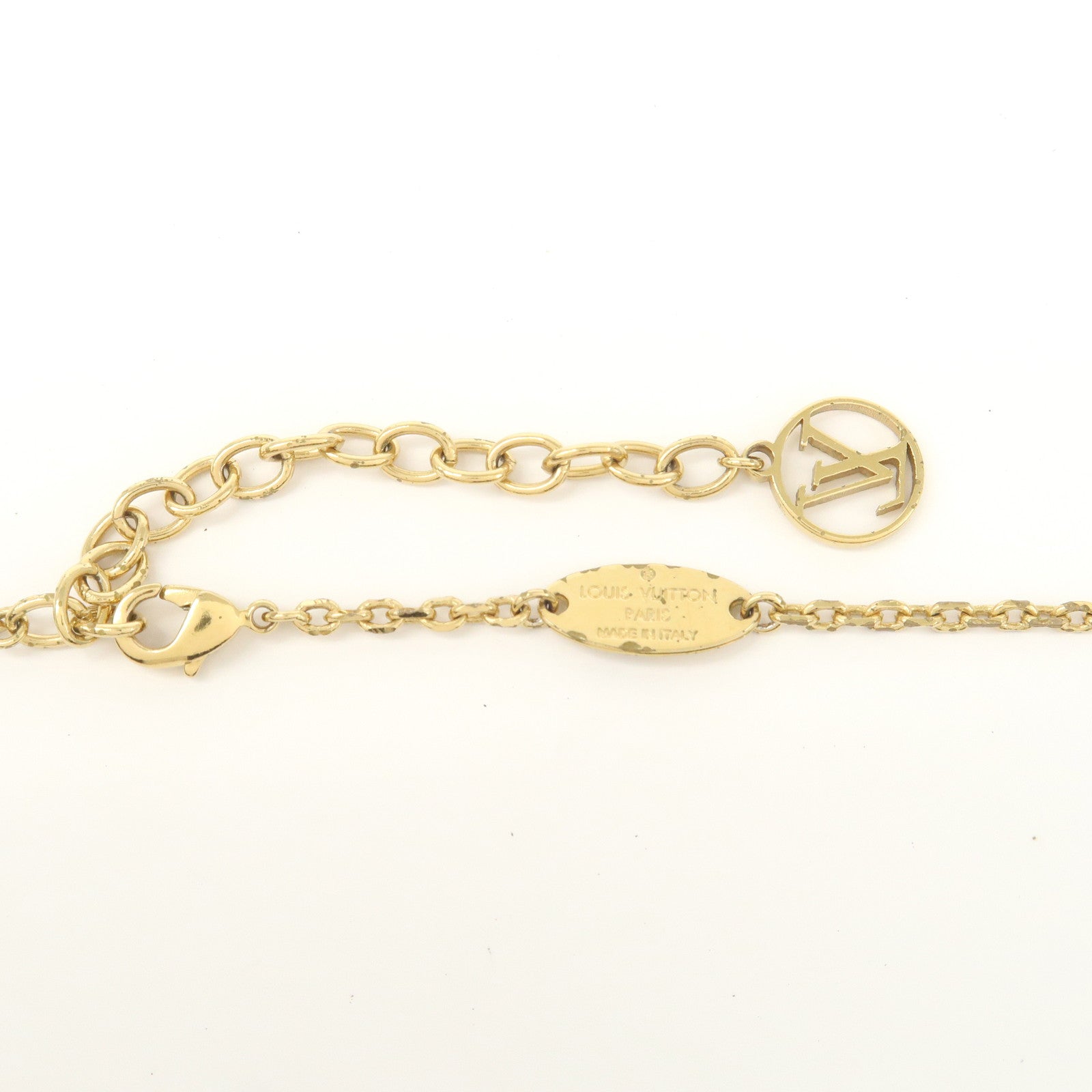 Louis Vuitton Metal Rhinestone Lockit Pendant Necklace Gold M67273