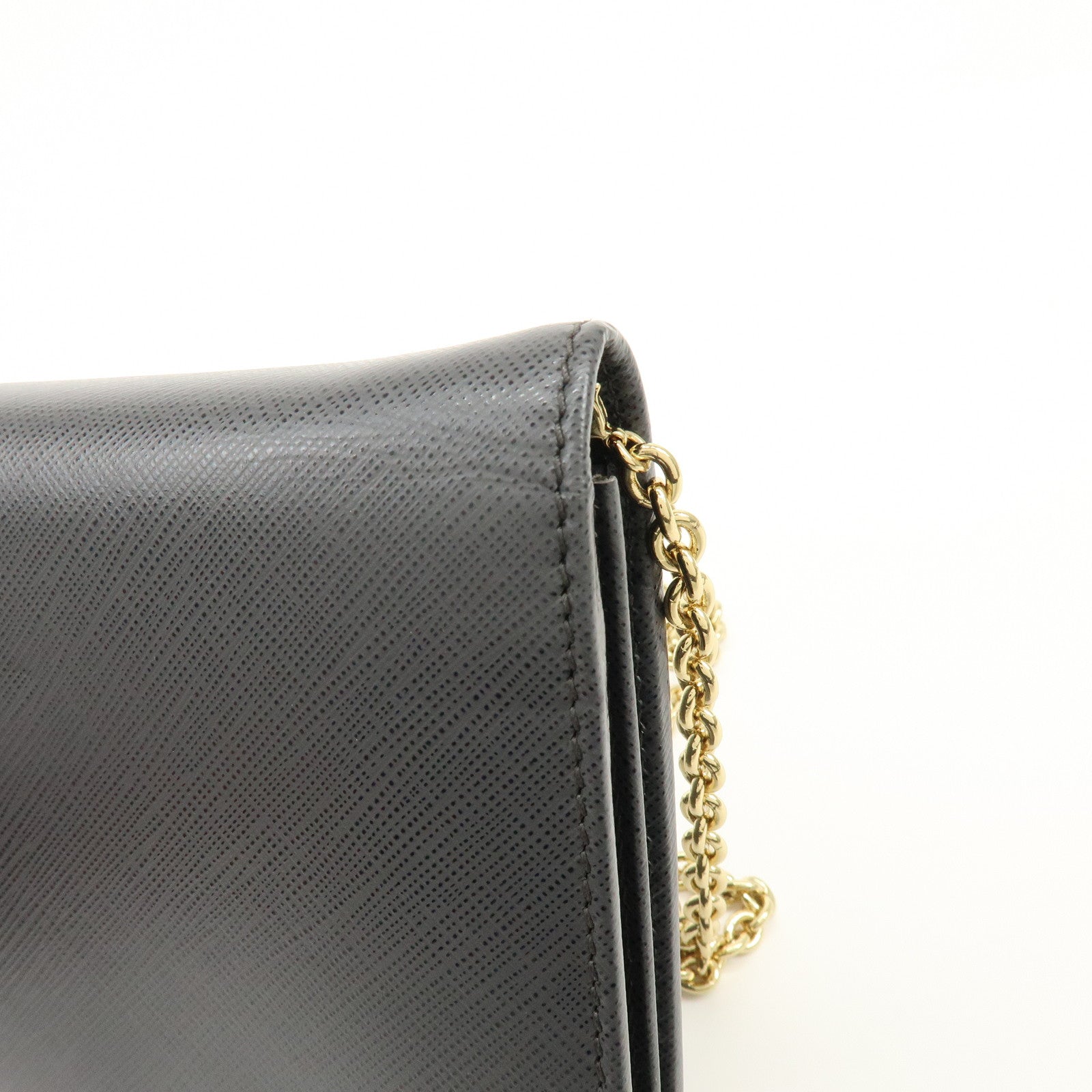 Ferragamo Varra Ribbon Leather Chain Shoulder Bag Wallet Gray