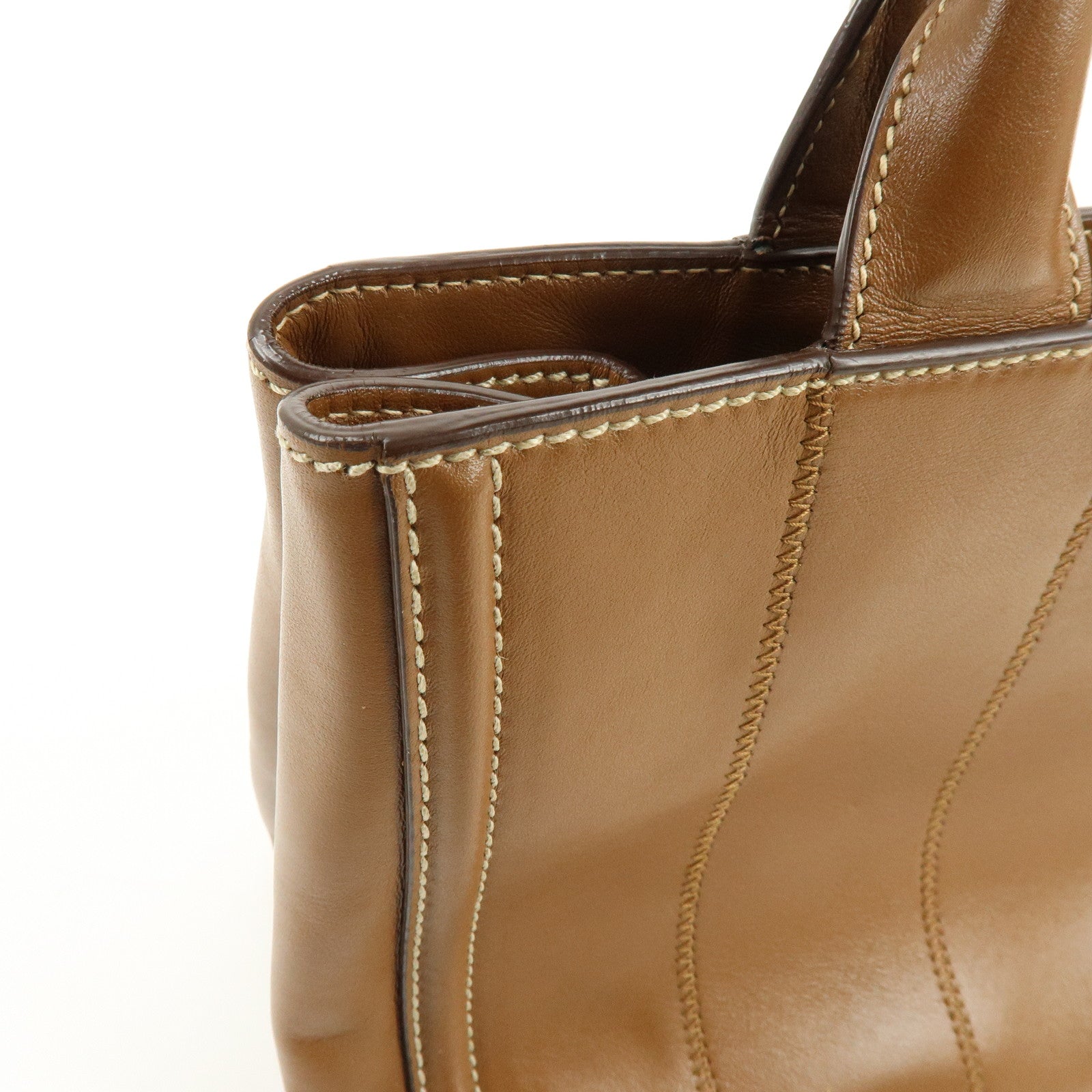 PRADA Canapa Triangle Logo 2Way Bag Shoulder Hand Bag Brown 1BG900