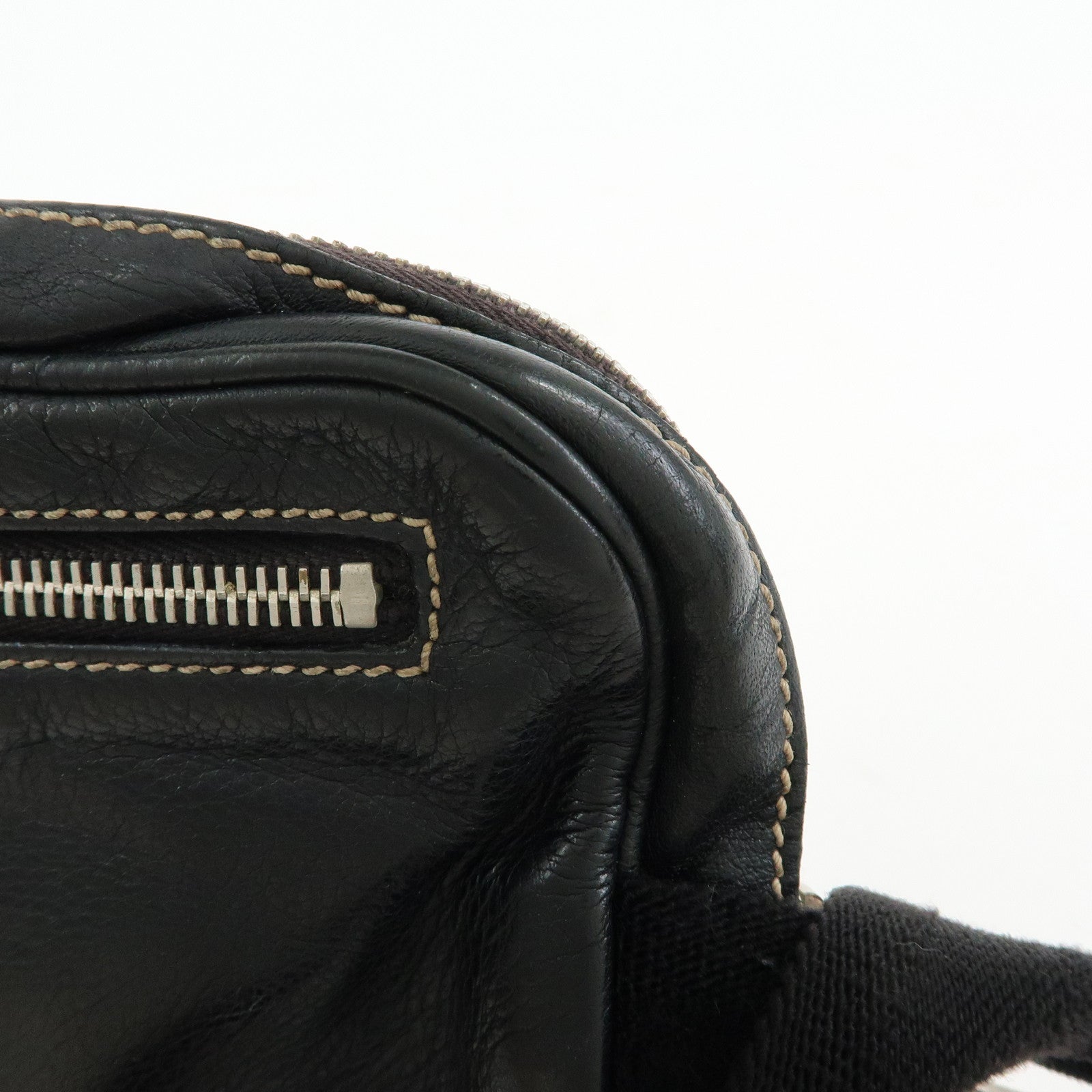 GUCCI Leather Waist Pouch Body Bag Crossbody Bag Black 201846