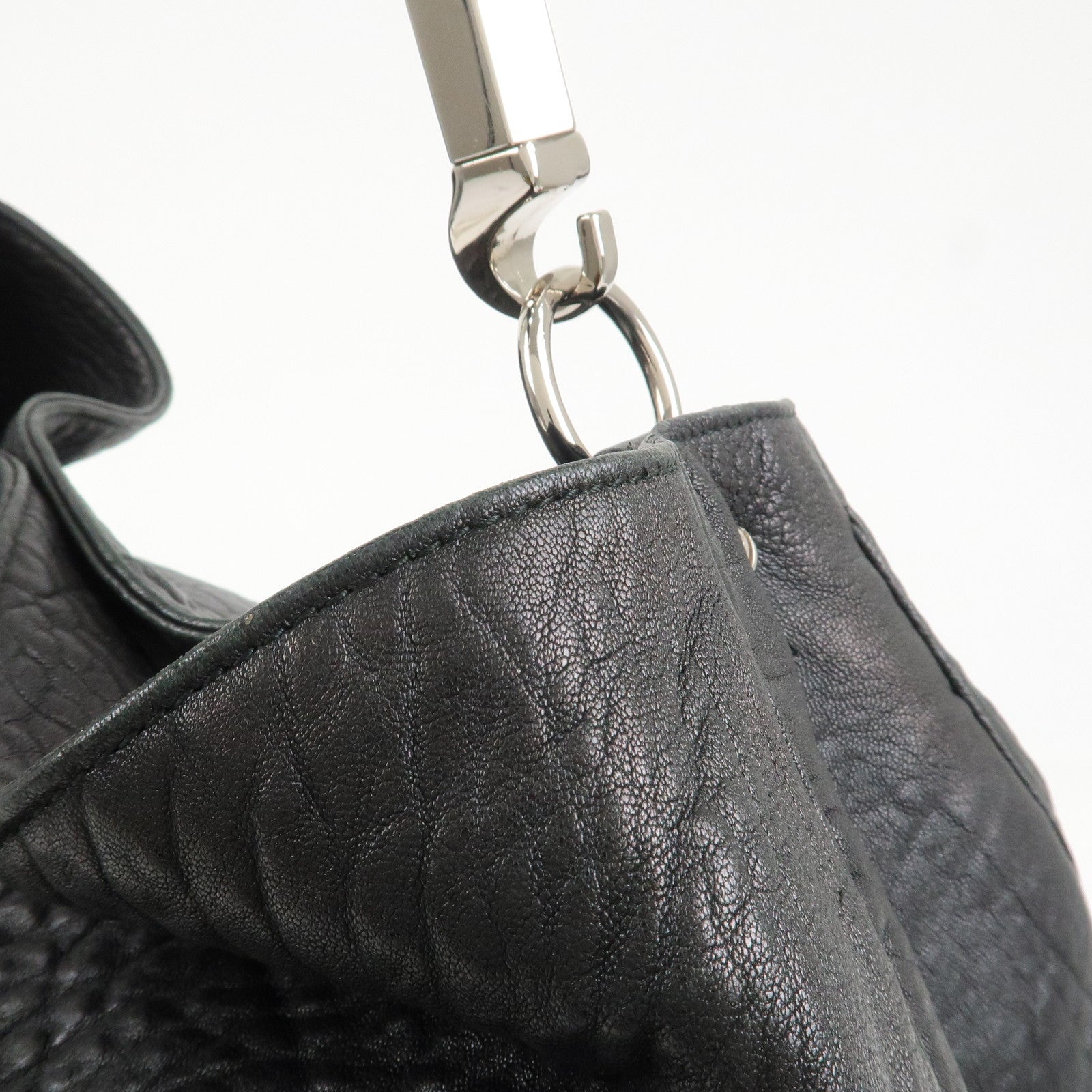 SAINT LAURENT PARIS Leather Shoulder Bag Hand Bag Black 228840
