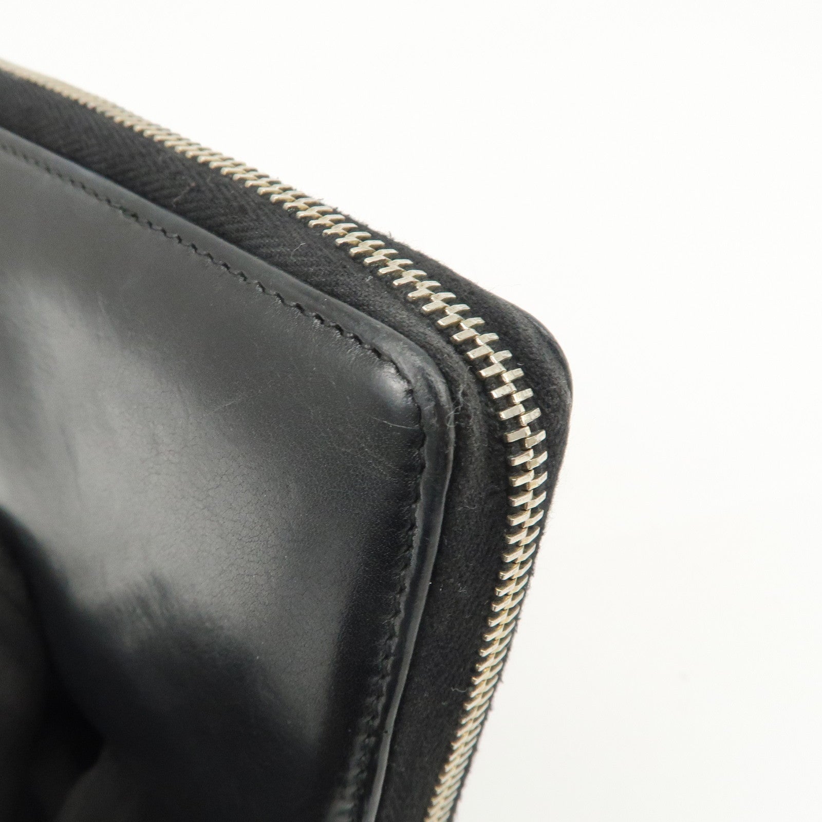 GUCCI Bamboo Logo Leather Round Zippy Wallet Black 224253