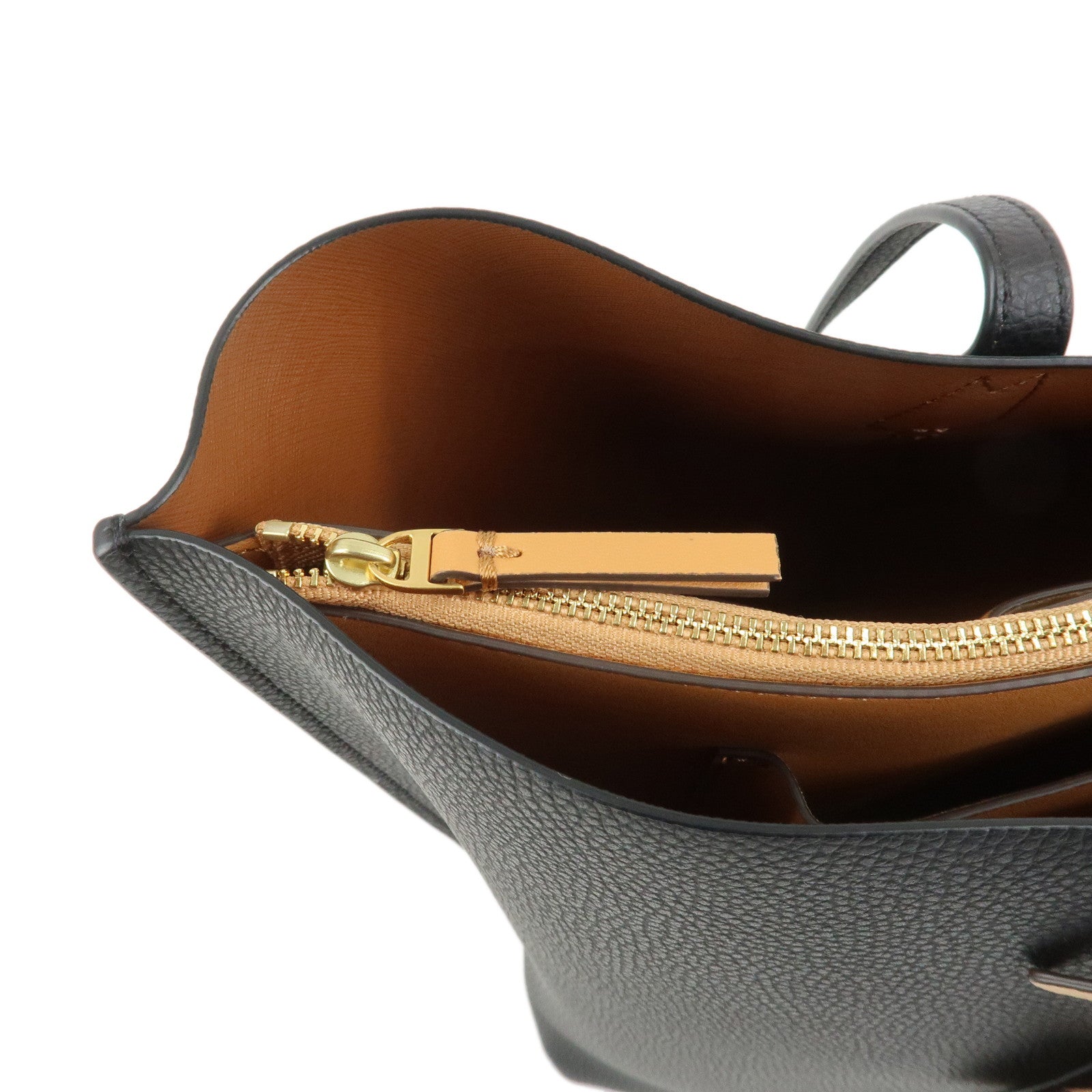 TORY BURCH Perry Leather Tote Bag Hand Bag Black
